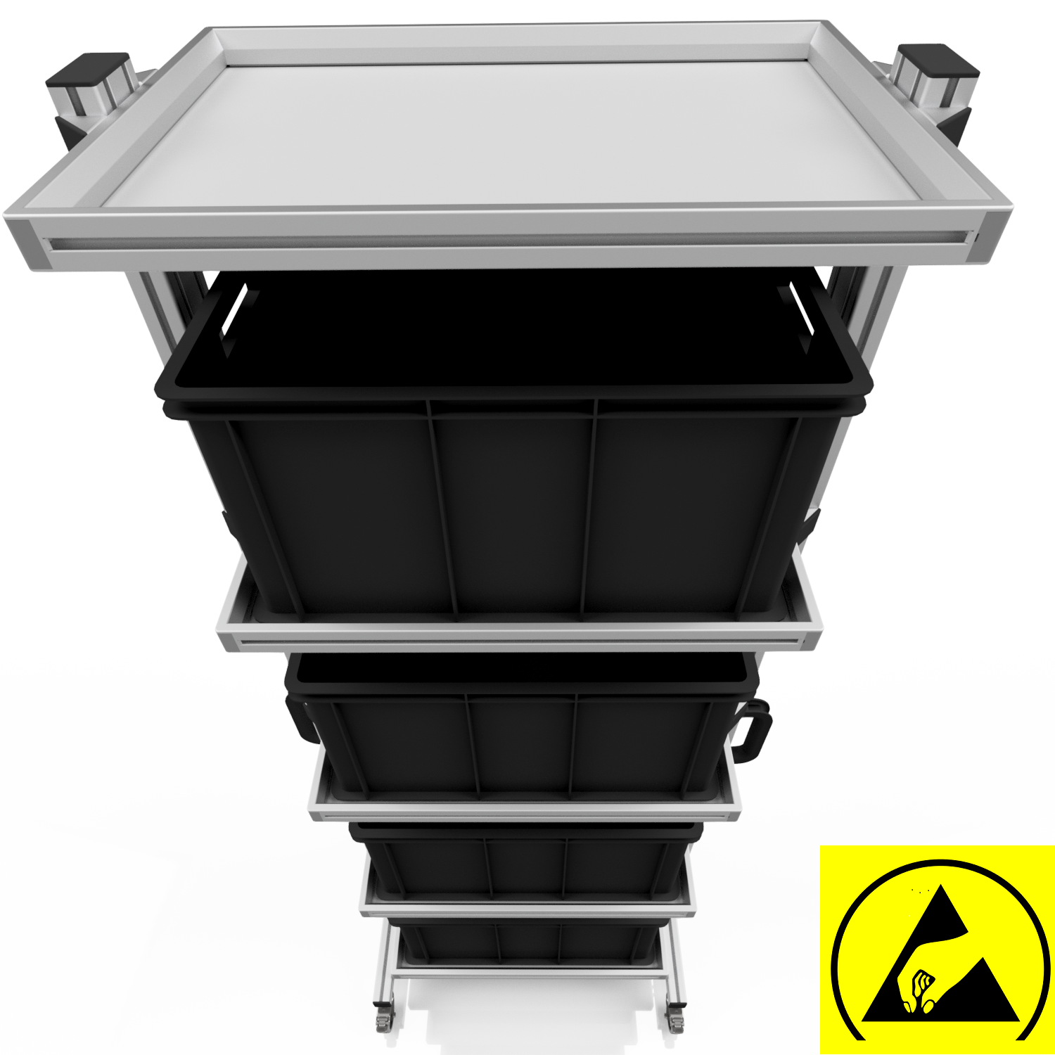 ESD Systemwagen für Eurobehälter 60 x 40 H 200 cm ohne Auszug