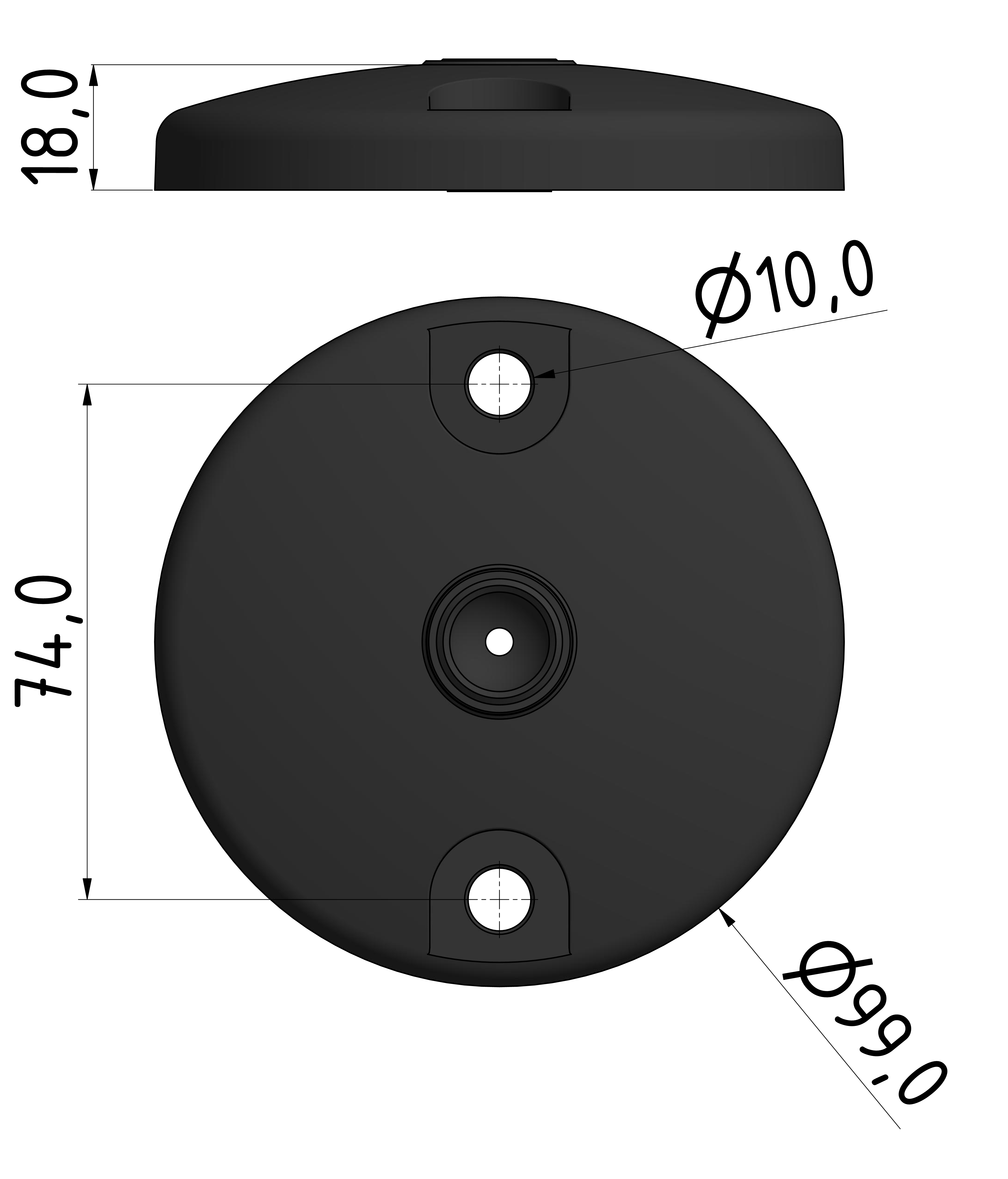Teller A DÜ D100 ZN, schwarz