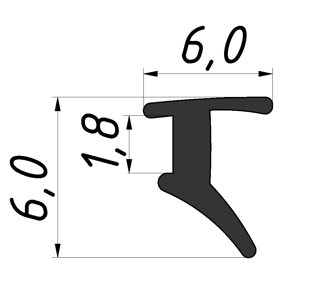 Dichtprofil 5 2-3mm, schwarz
