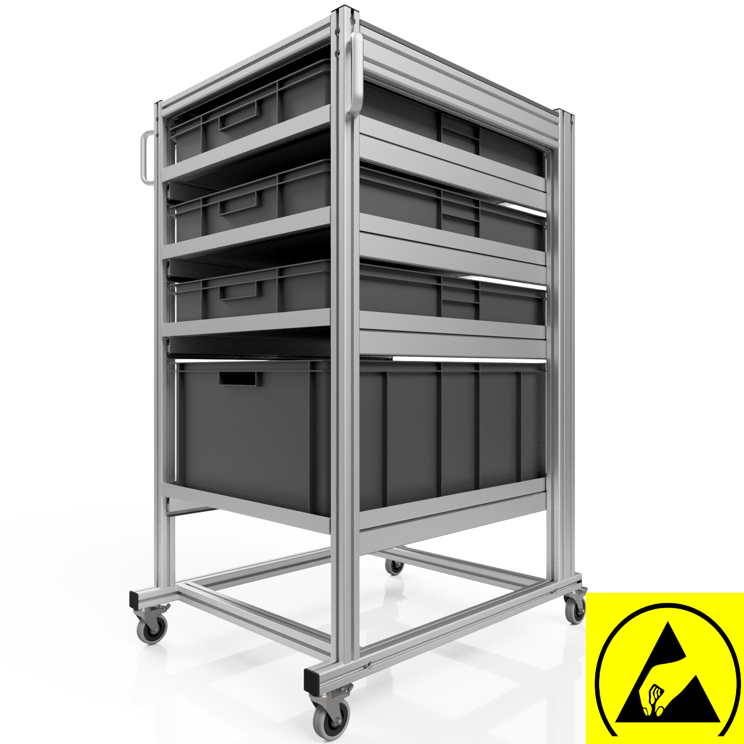 ESD Systemwagen mit Eurobehälter 80x60 H 134 cm 