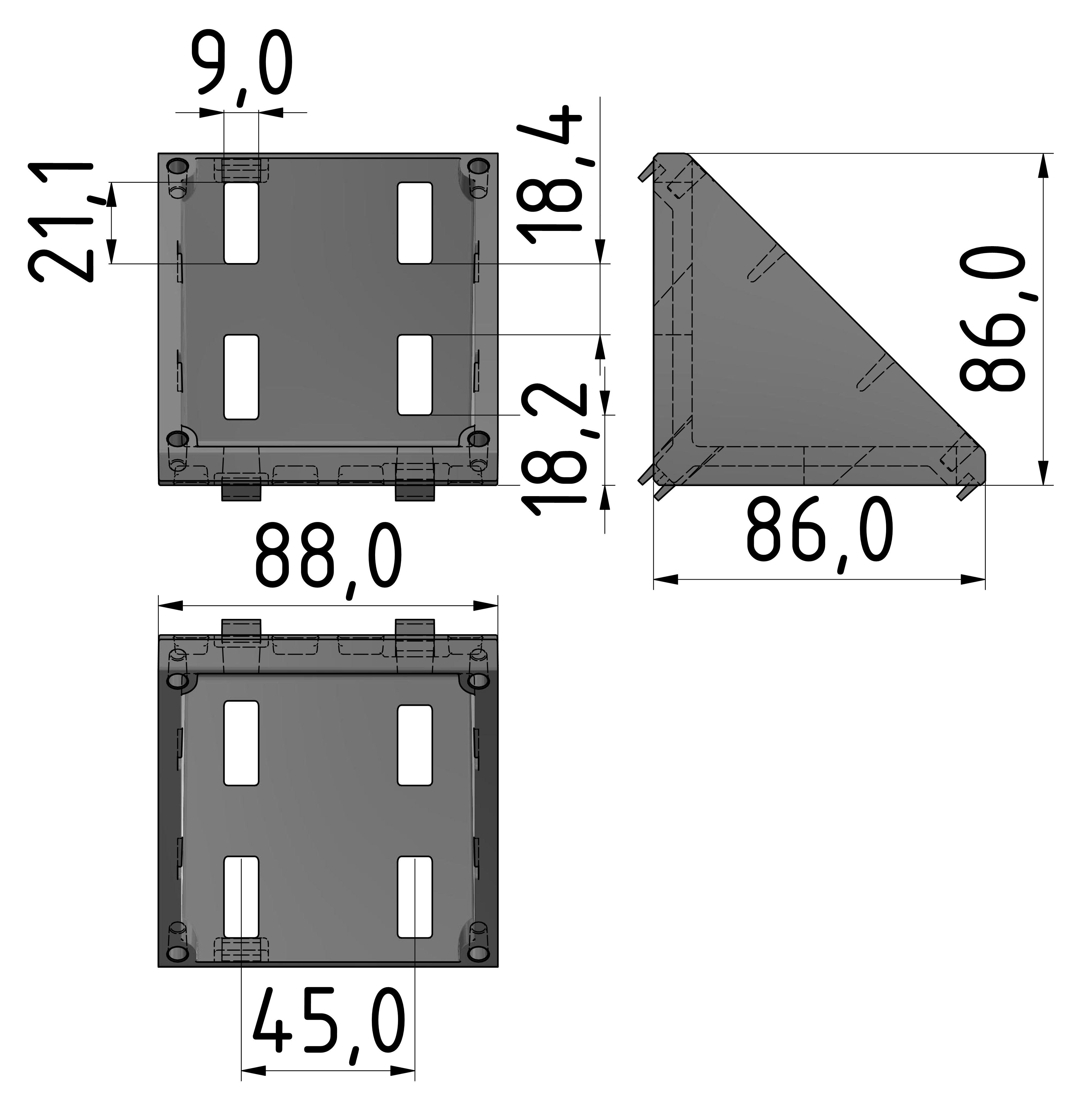 Winkel 90x90, natur-10