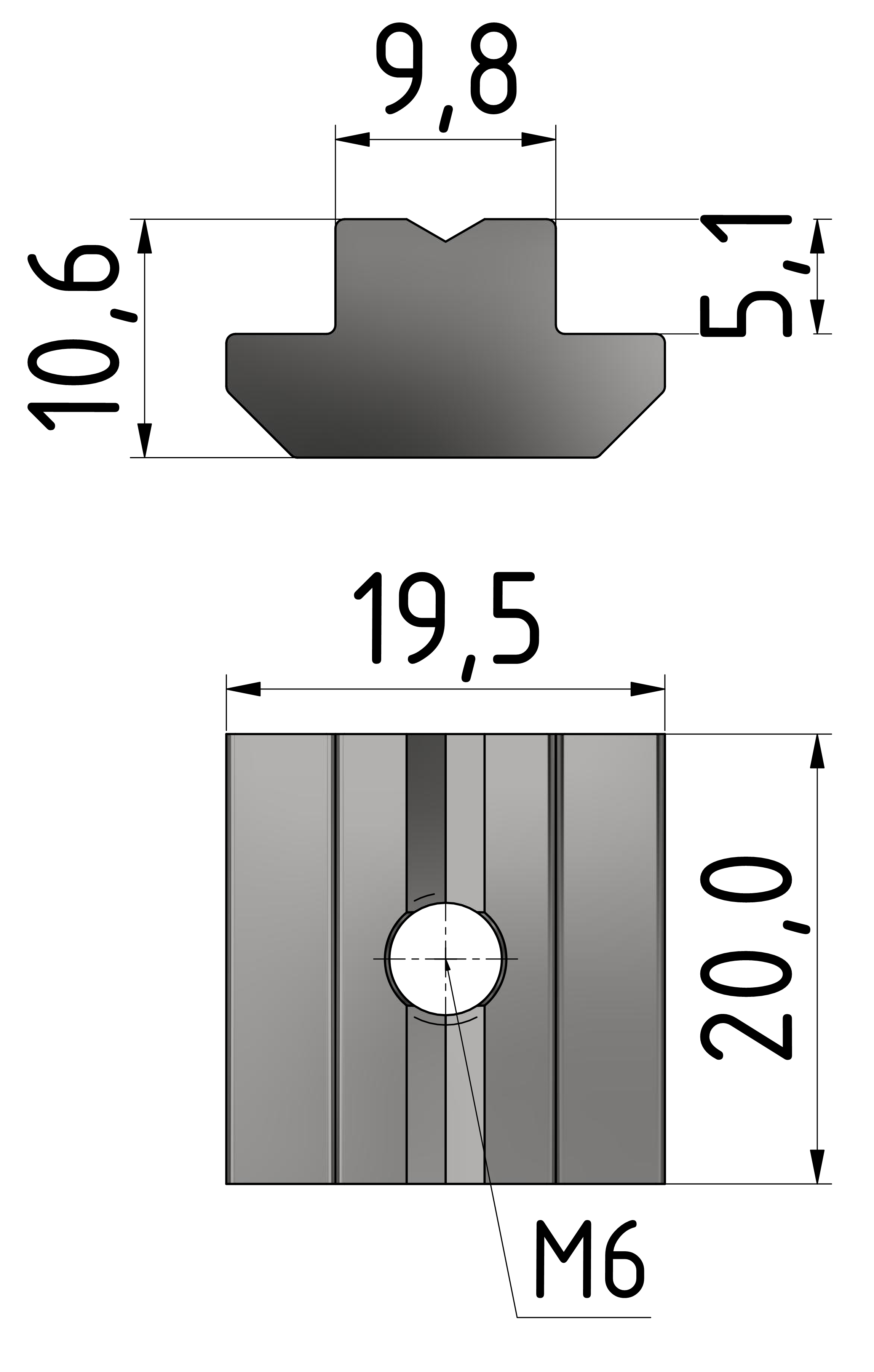Nutenstein B M6 schwer, verzinkt-10
