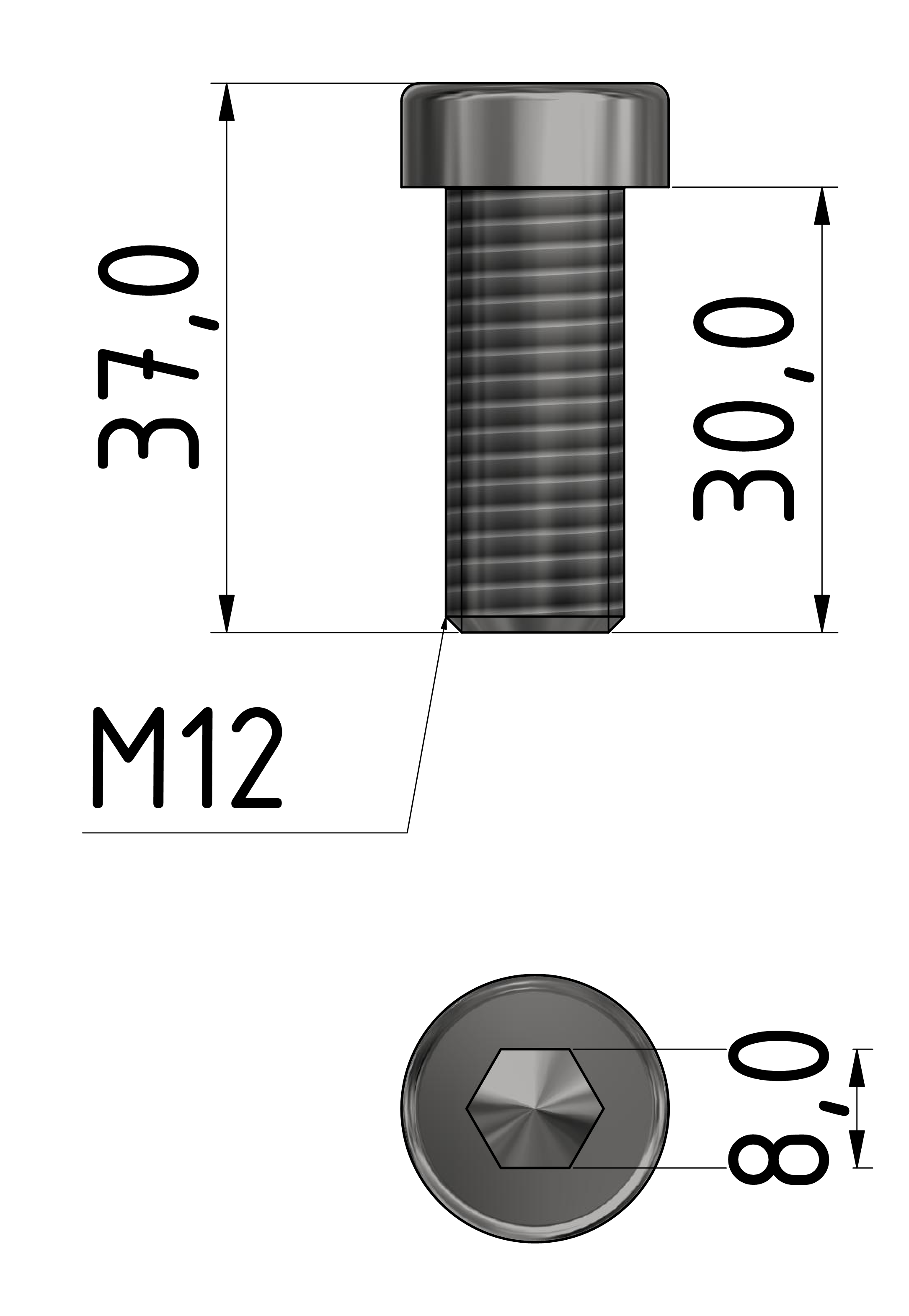 Zentralschraube M12x30, verzinkt-10