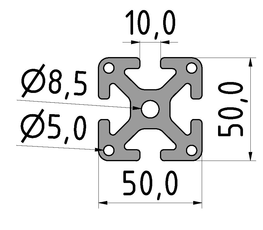 Profil 10 50x50, natur Profil 10 50x50, natur