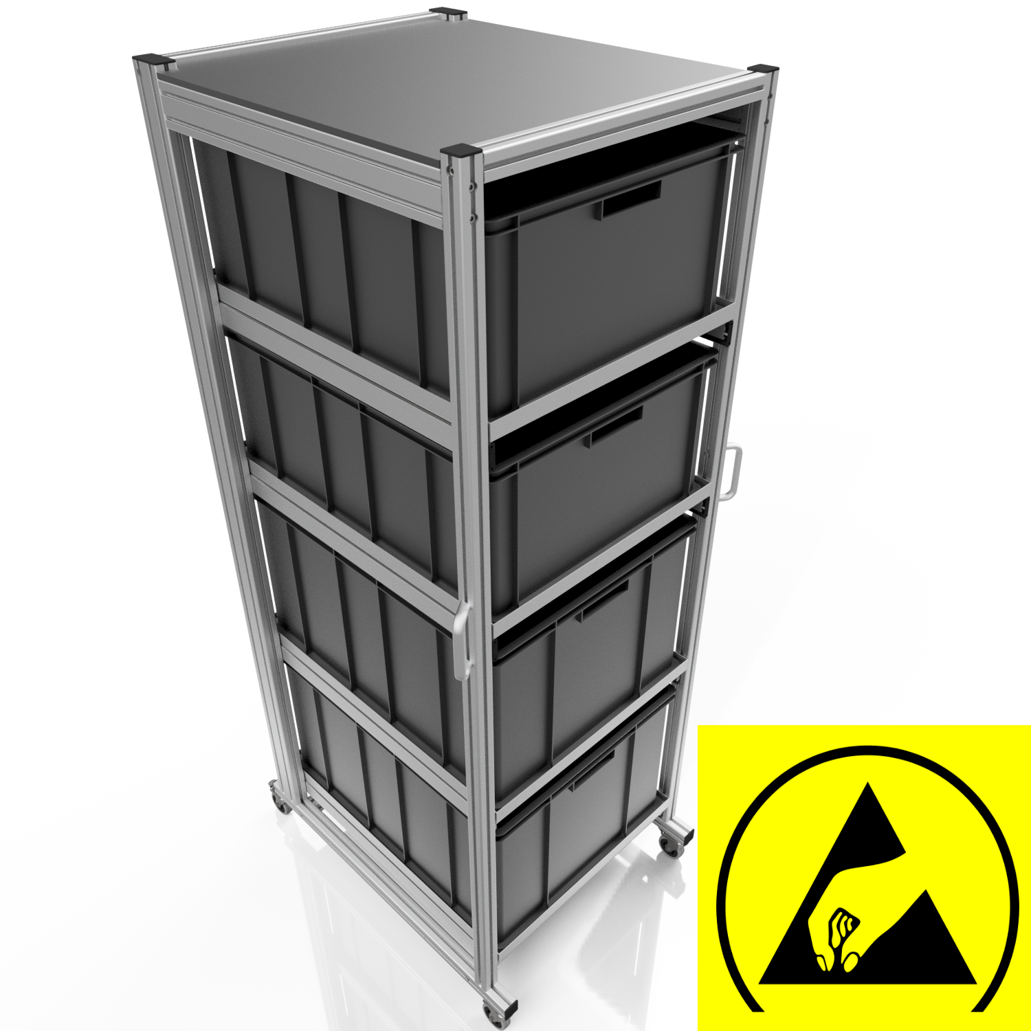 ESD Systemwagen für Eurobehälter 80x60 H 200 cm