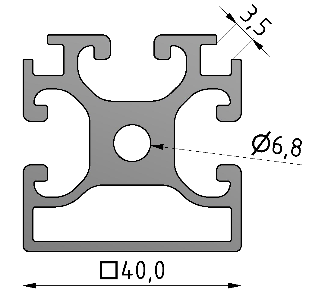 Profil X 8 40x40 1N - XMS, natur Profil X 8 40x40 1N - XMS, natur