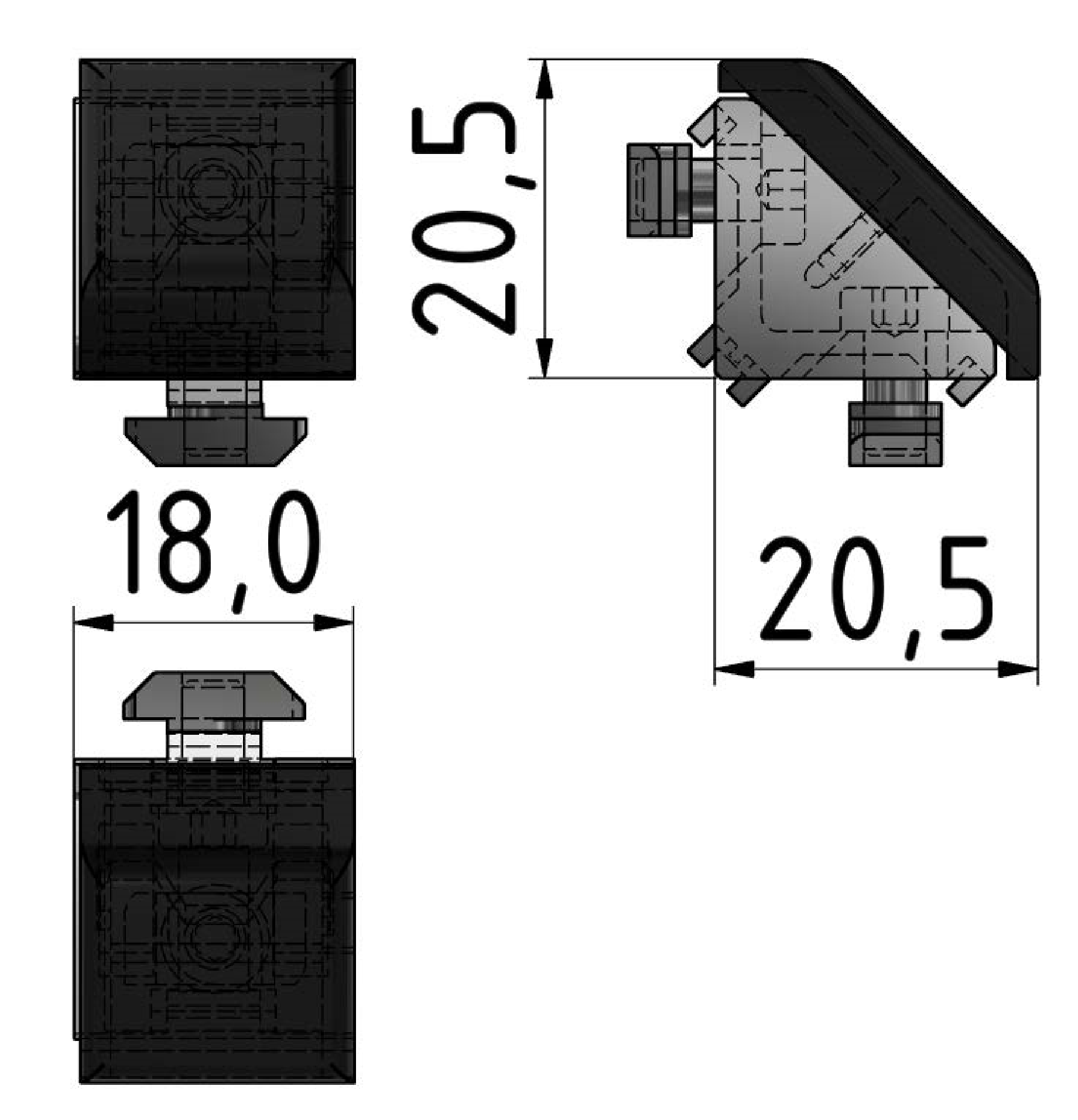 Winkelsatz 20x20, weißaluminium-8