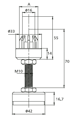 Plug-in Knuckle Foot D42 heavy, bright zinc-plated