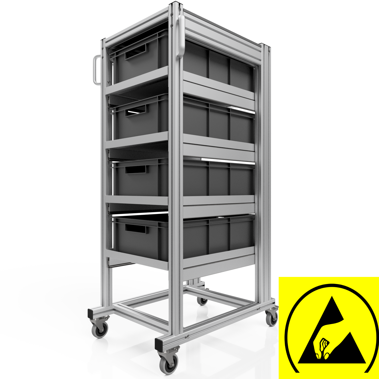 ESD system trolley for Euro containers 60x40 H 134 cm