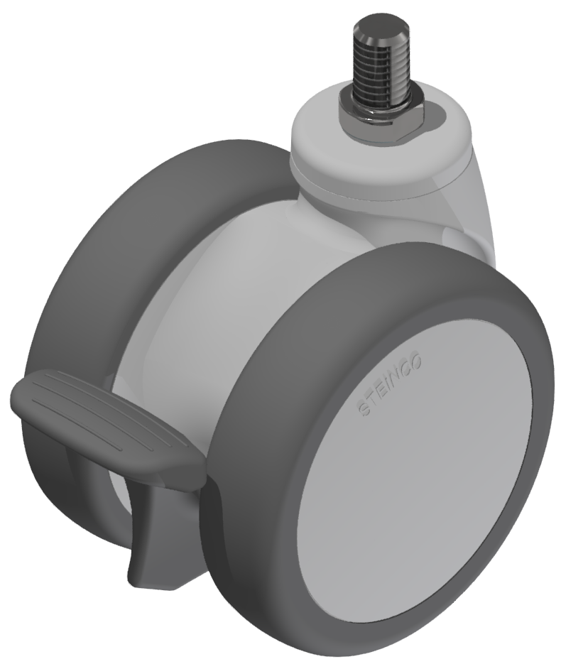 Lenkrolle D75 X PA mit Bremse ESD, grau