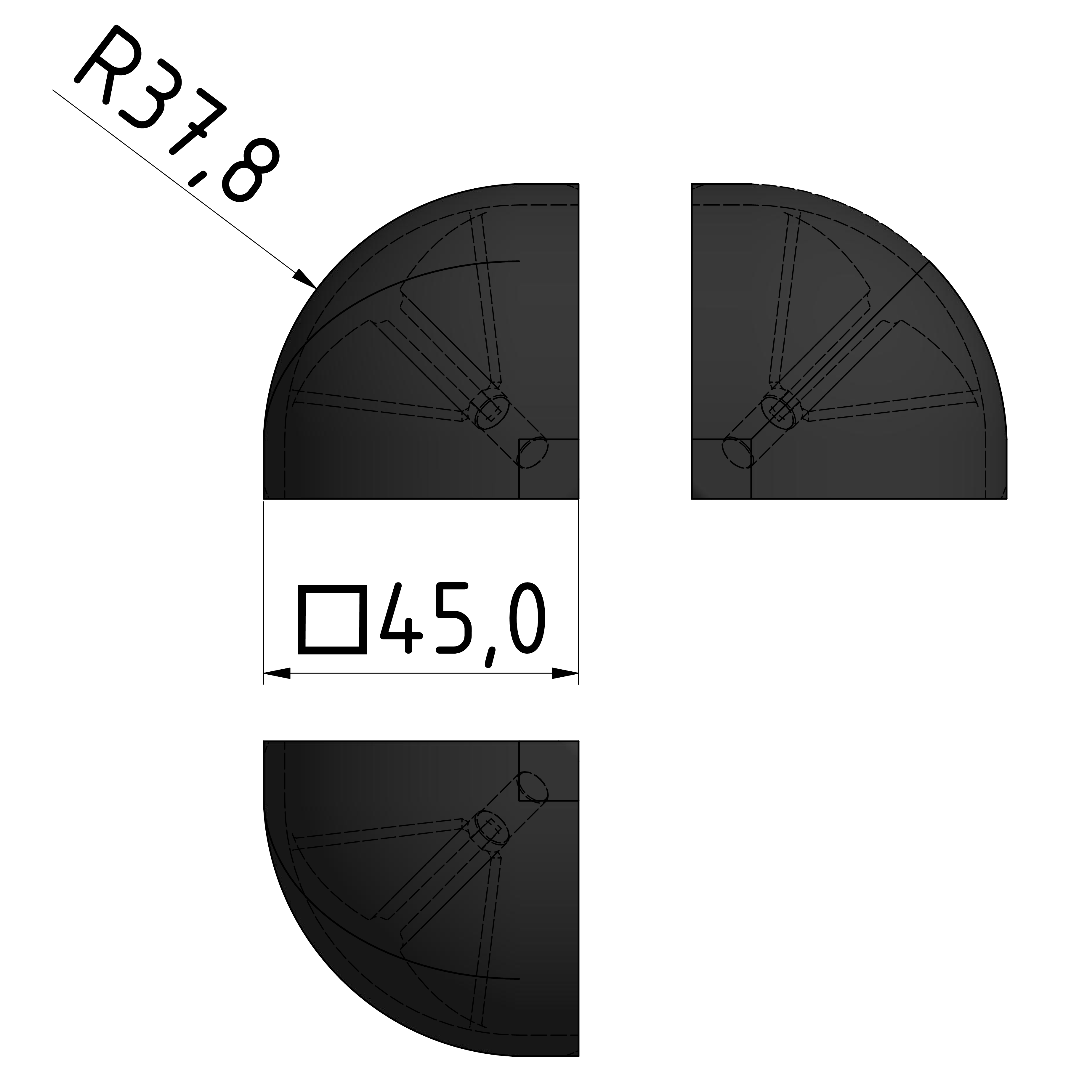 Eckwinkelabdeckkappe 45 R, schwarz-10