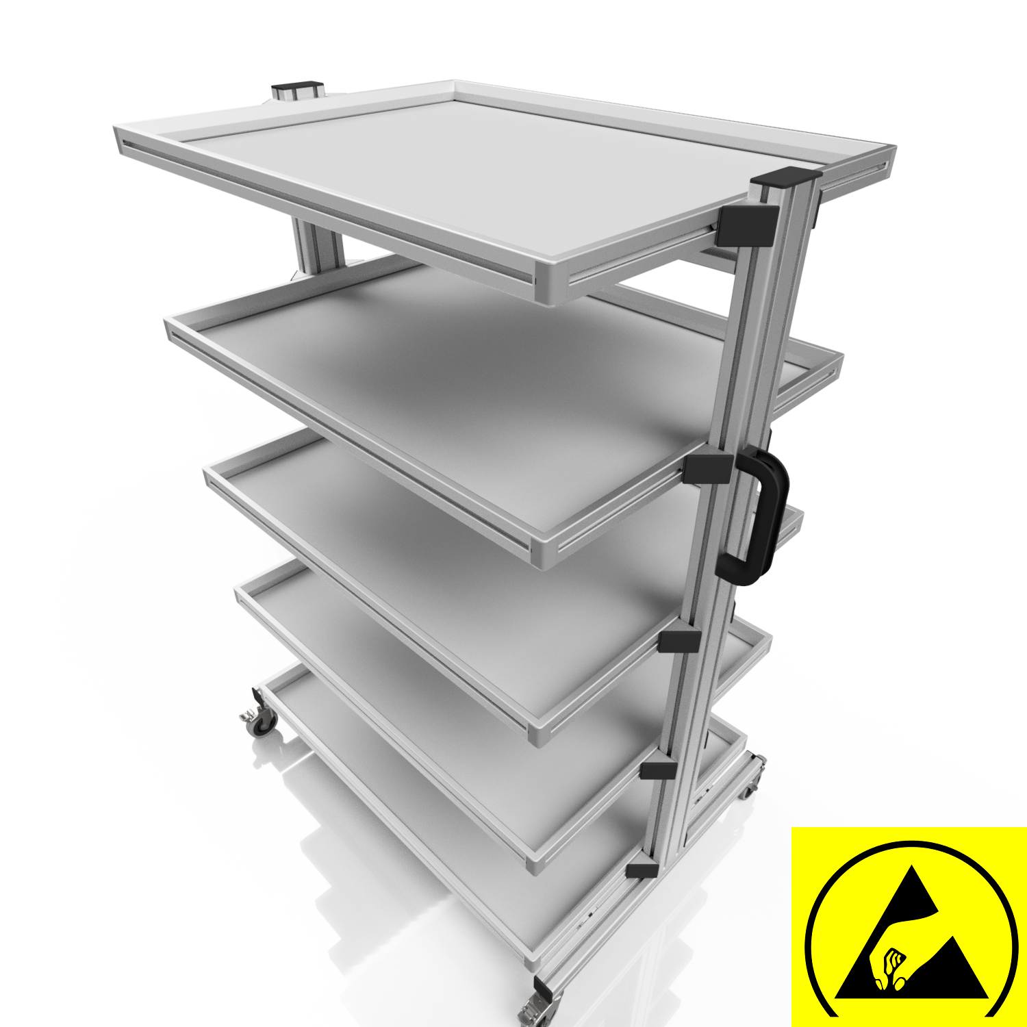 ESD Systemwagen für Eurobehälter 80 x 60 H 134 cm ohne Auszug 