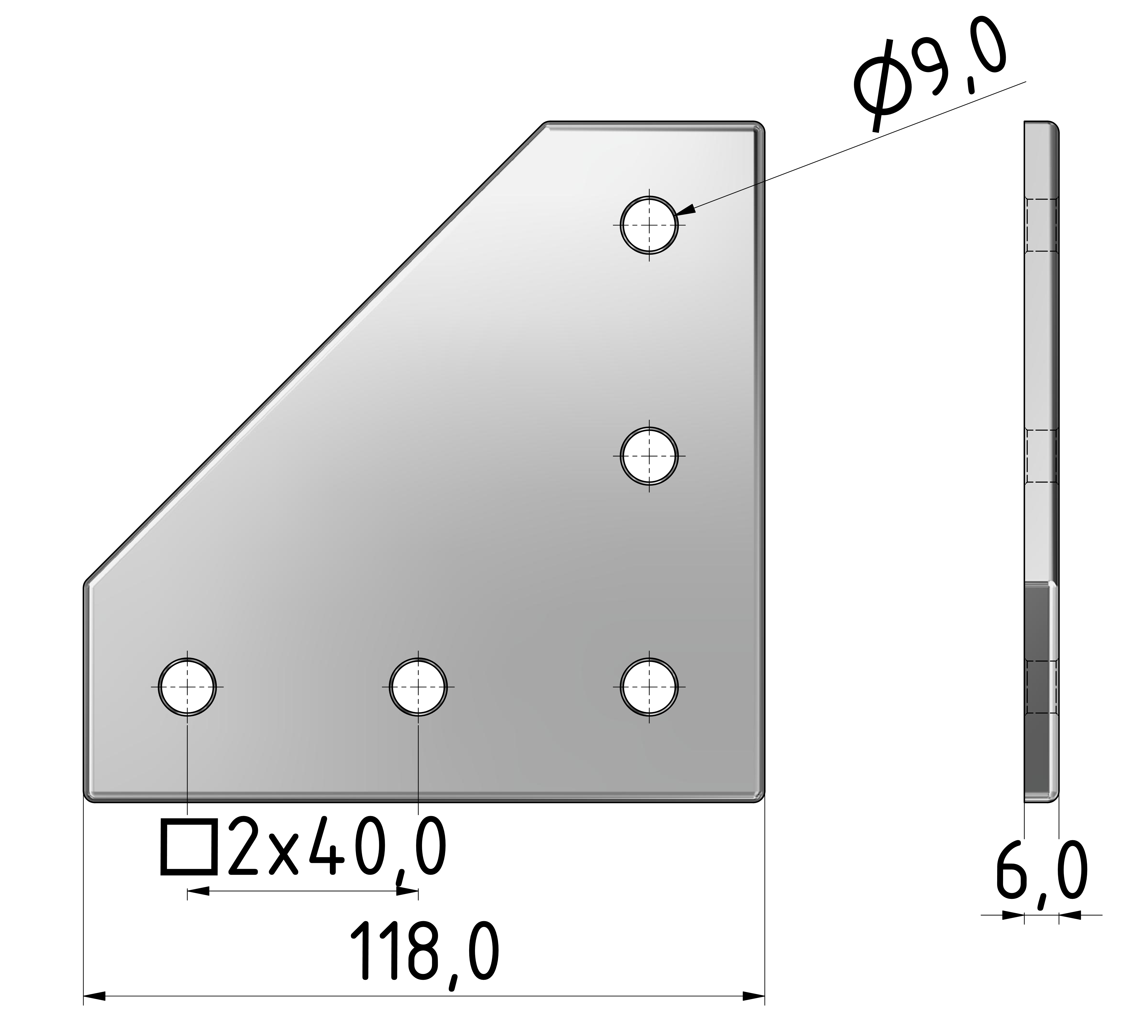 Verbinderplatte L 120x120, eloxiert-10