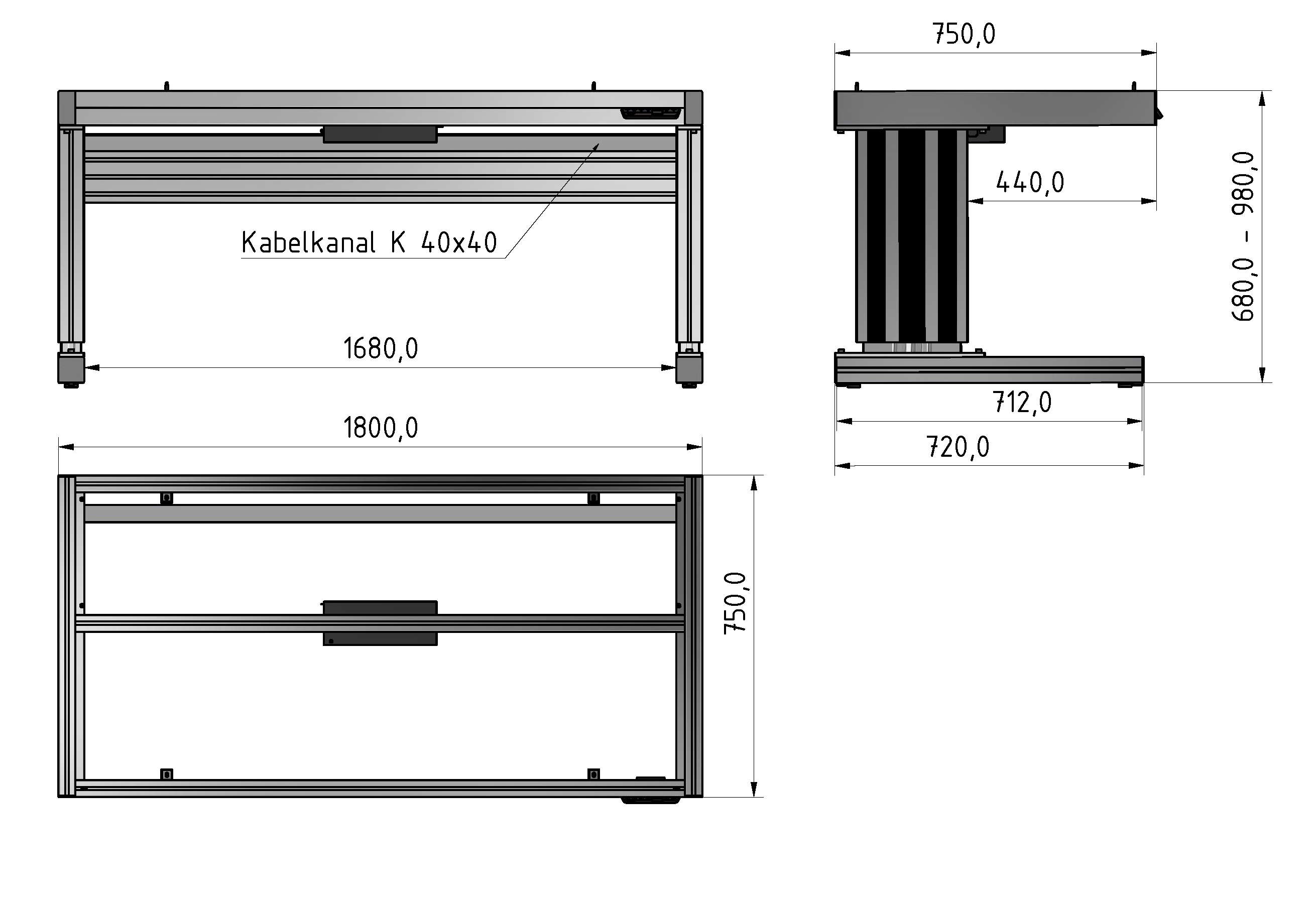 C Line ergo table frame