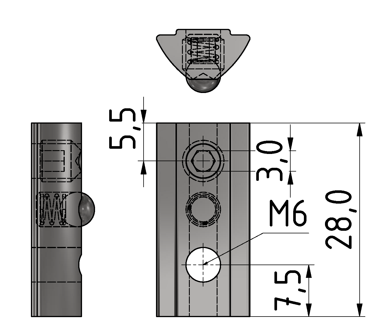 Nutenstein F 8 St M6, verzink