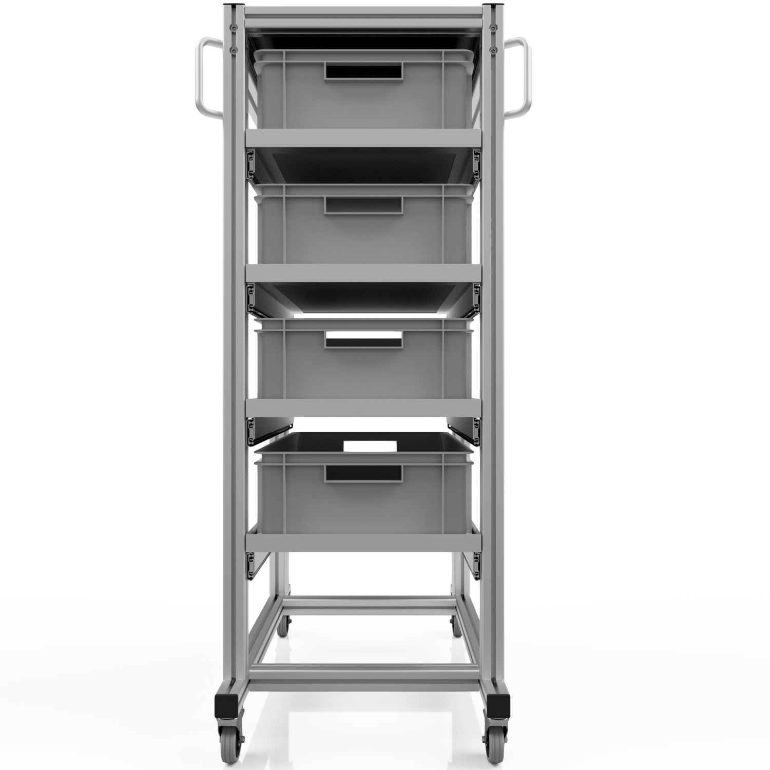 Systemwagen mit Eurobehälter 60x40 H 134 cm