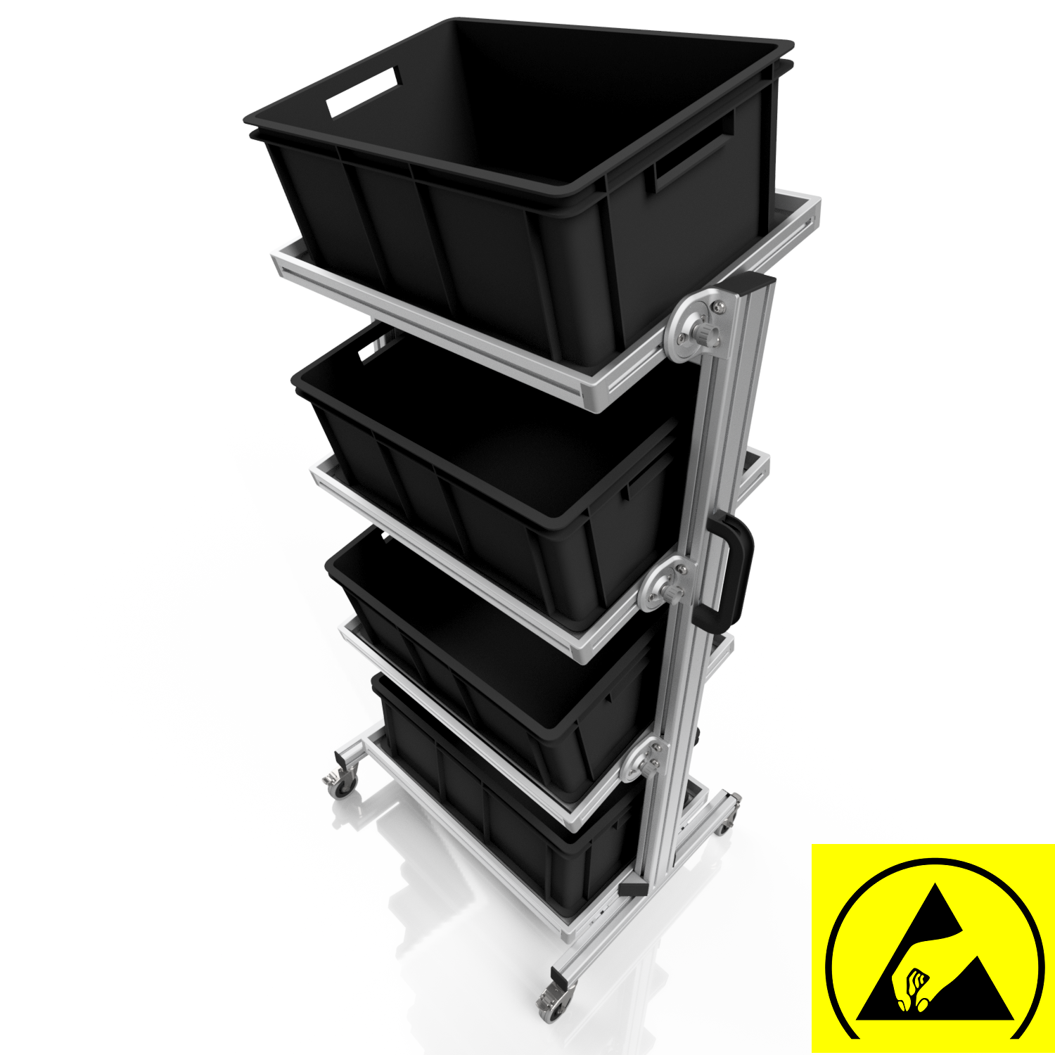 ESD system trolley for Euro containers 60 x 40 H 134 cm tiltable ESD system trolley for Euro containers 60 x 40 H 134 cm tiltable