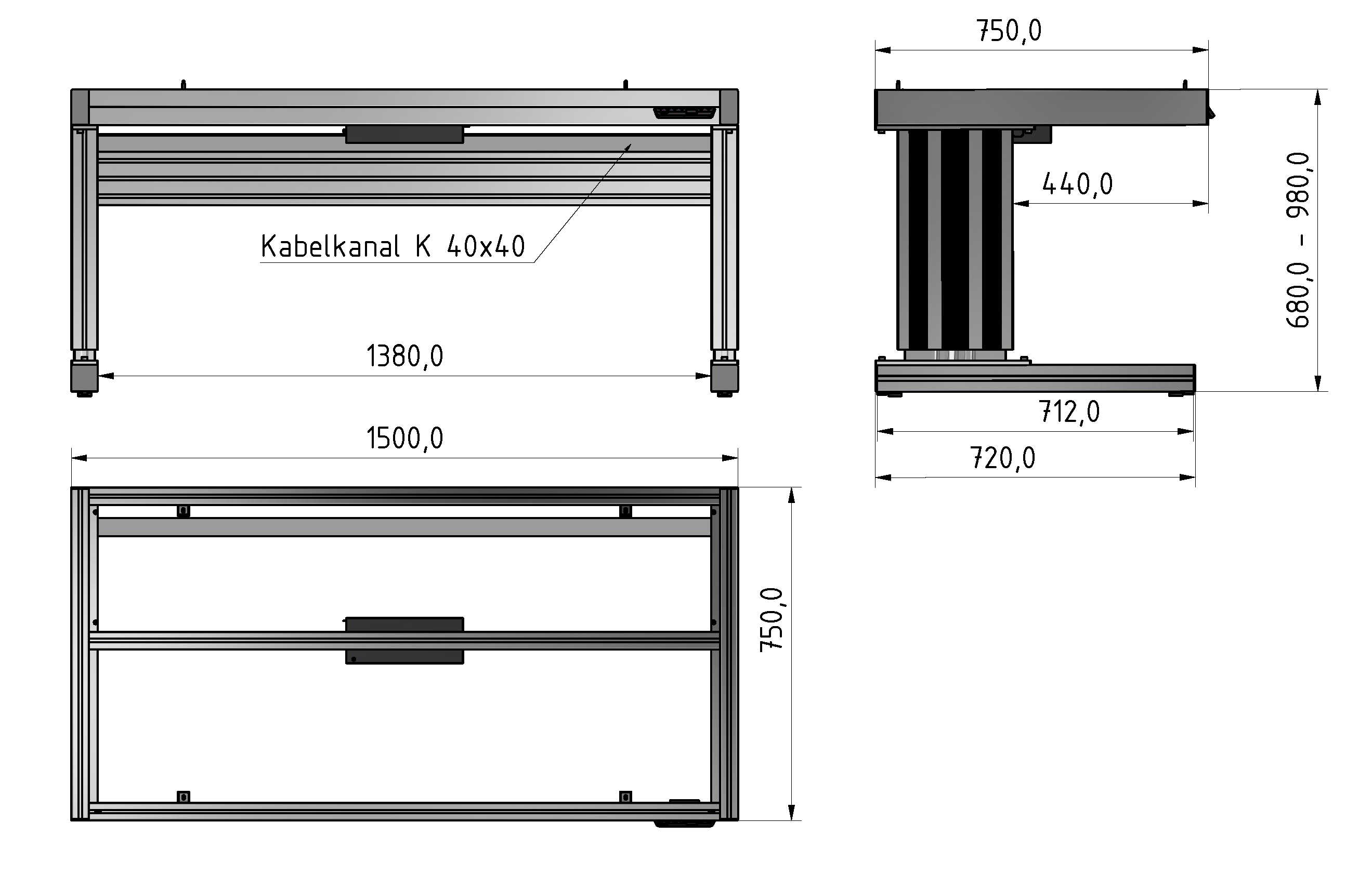 C Line ergo table frame