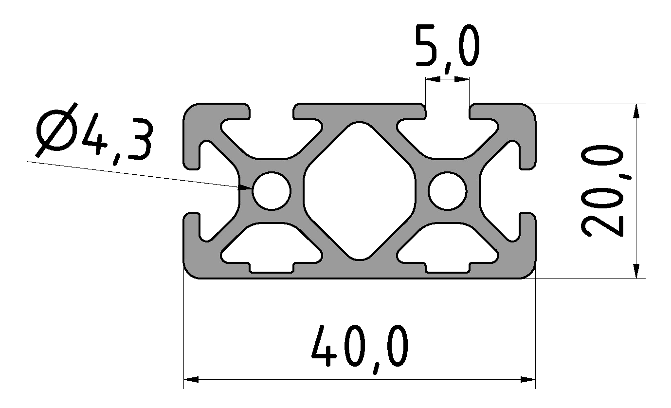 Profil 5 40x20 2N, natur Profil 5 40x20 2N, natur