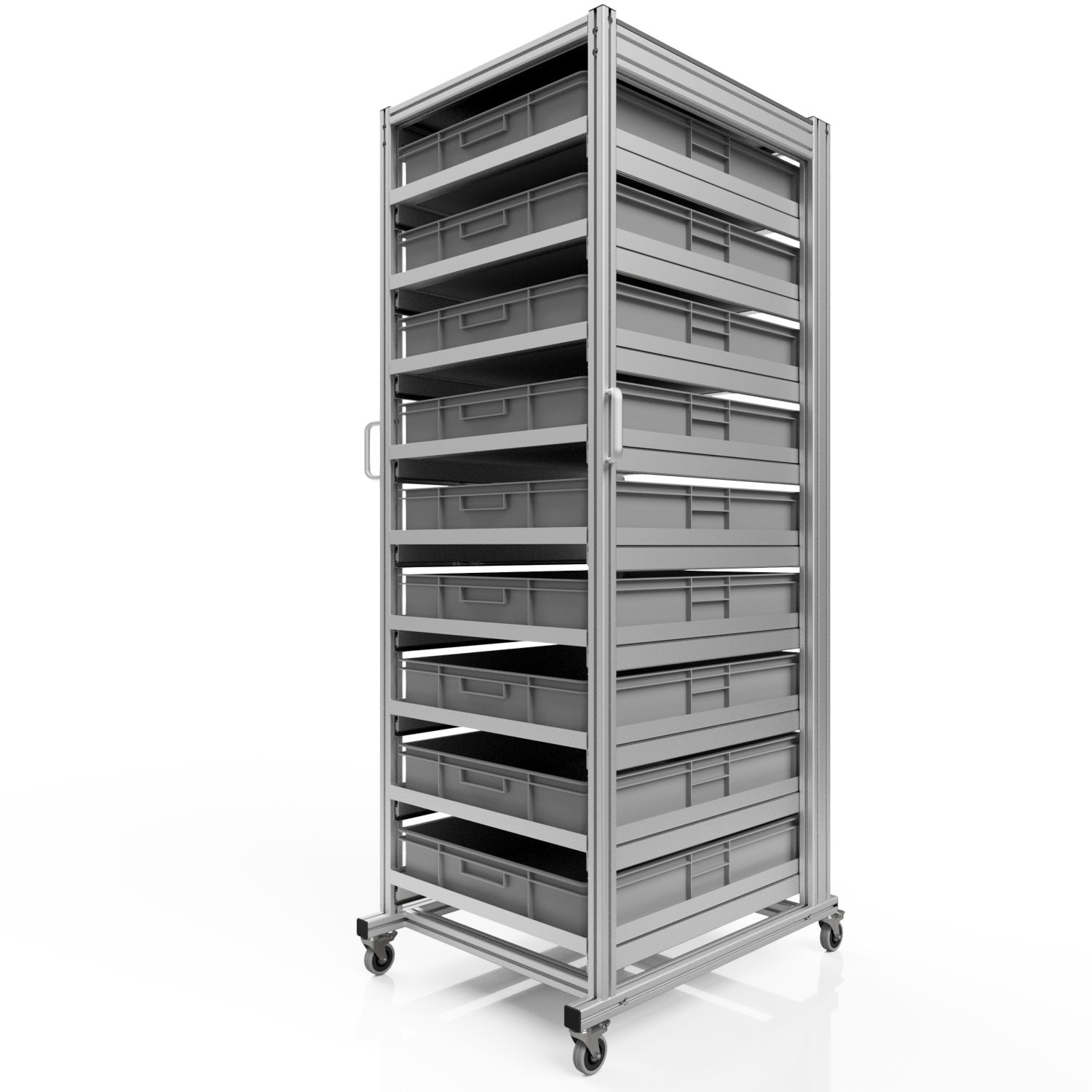 Systemwagen mit Eurobehälter 80x60 H 200 cm