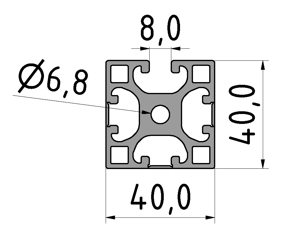 Profil X 8 40x40 3NO leicht, natur Profil X 8 40x40 3NO leicht, natur