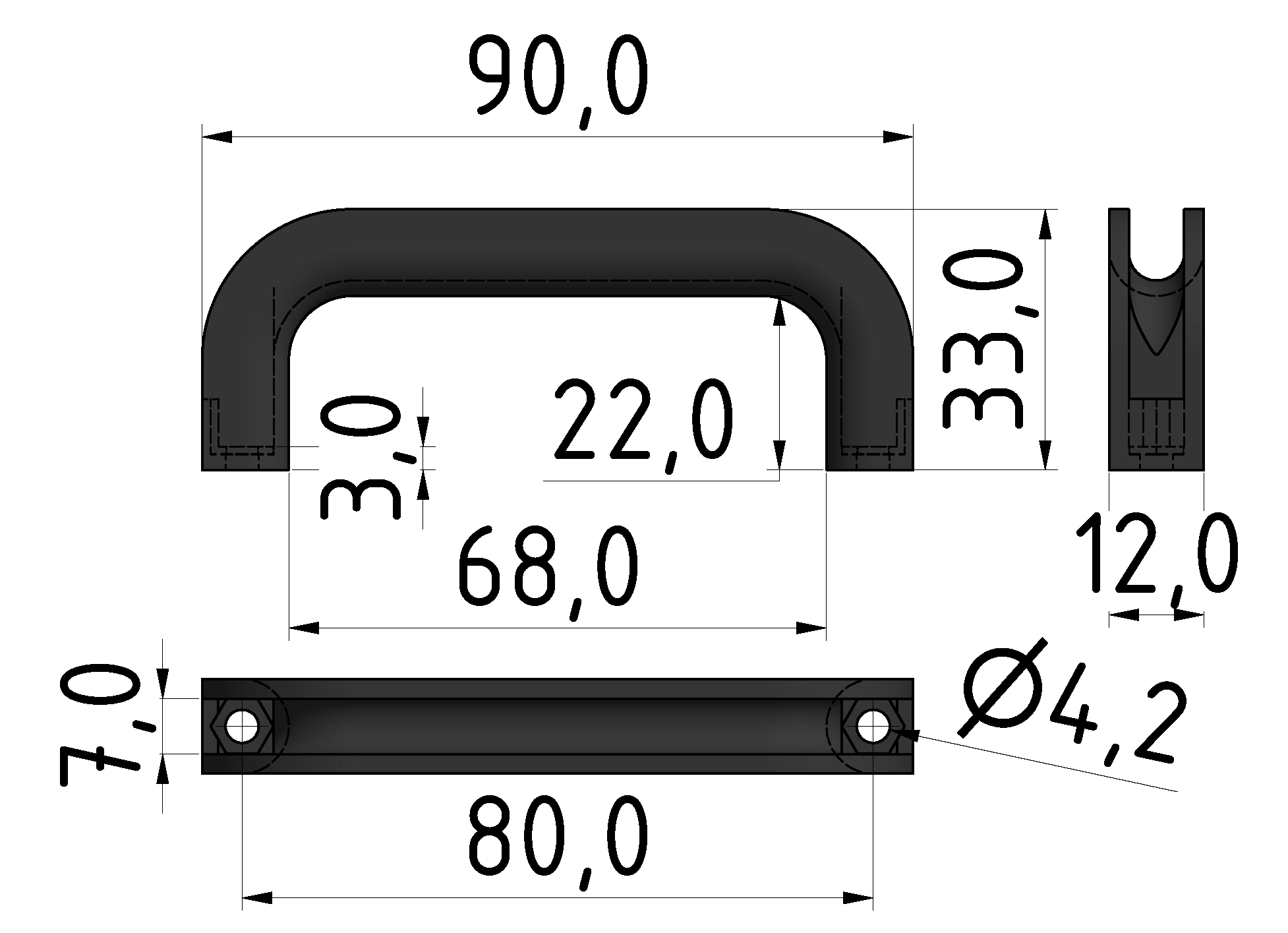 Handgriff PA 80, schwarz