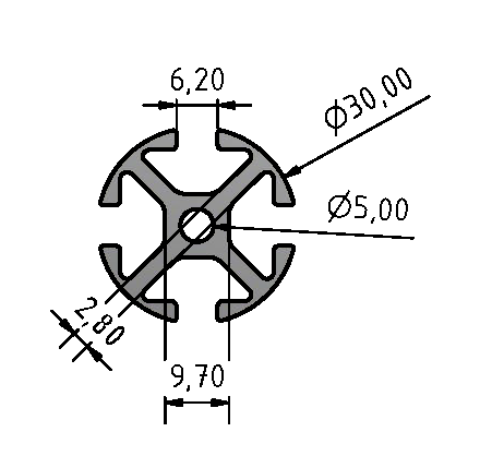 Profile Tube 6 D30, natural  Profile Tube 6 D30, natural