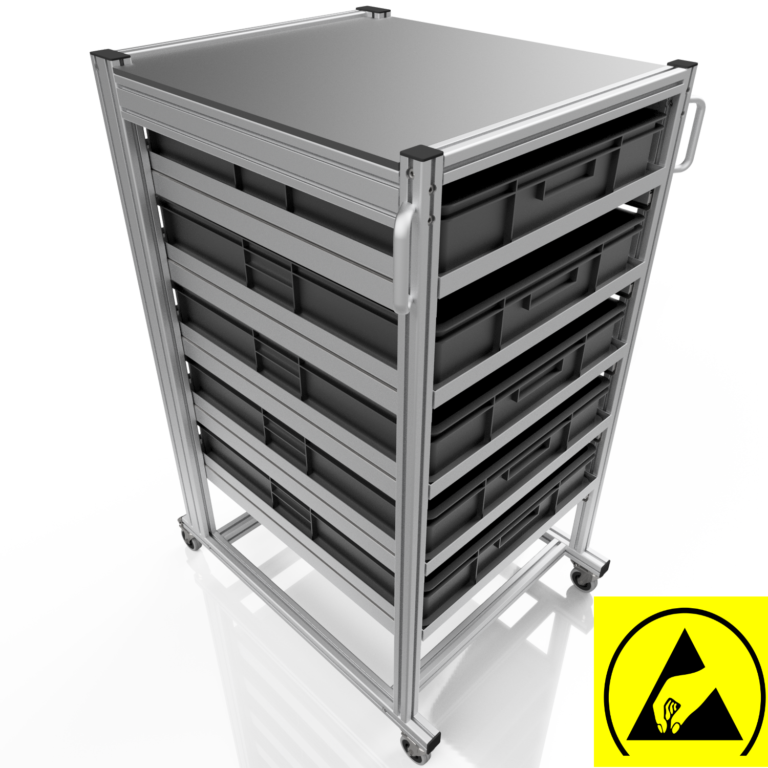 ESD Systemwagen für Eurobehälter 80x60 H 134 cm