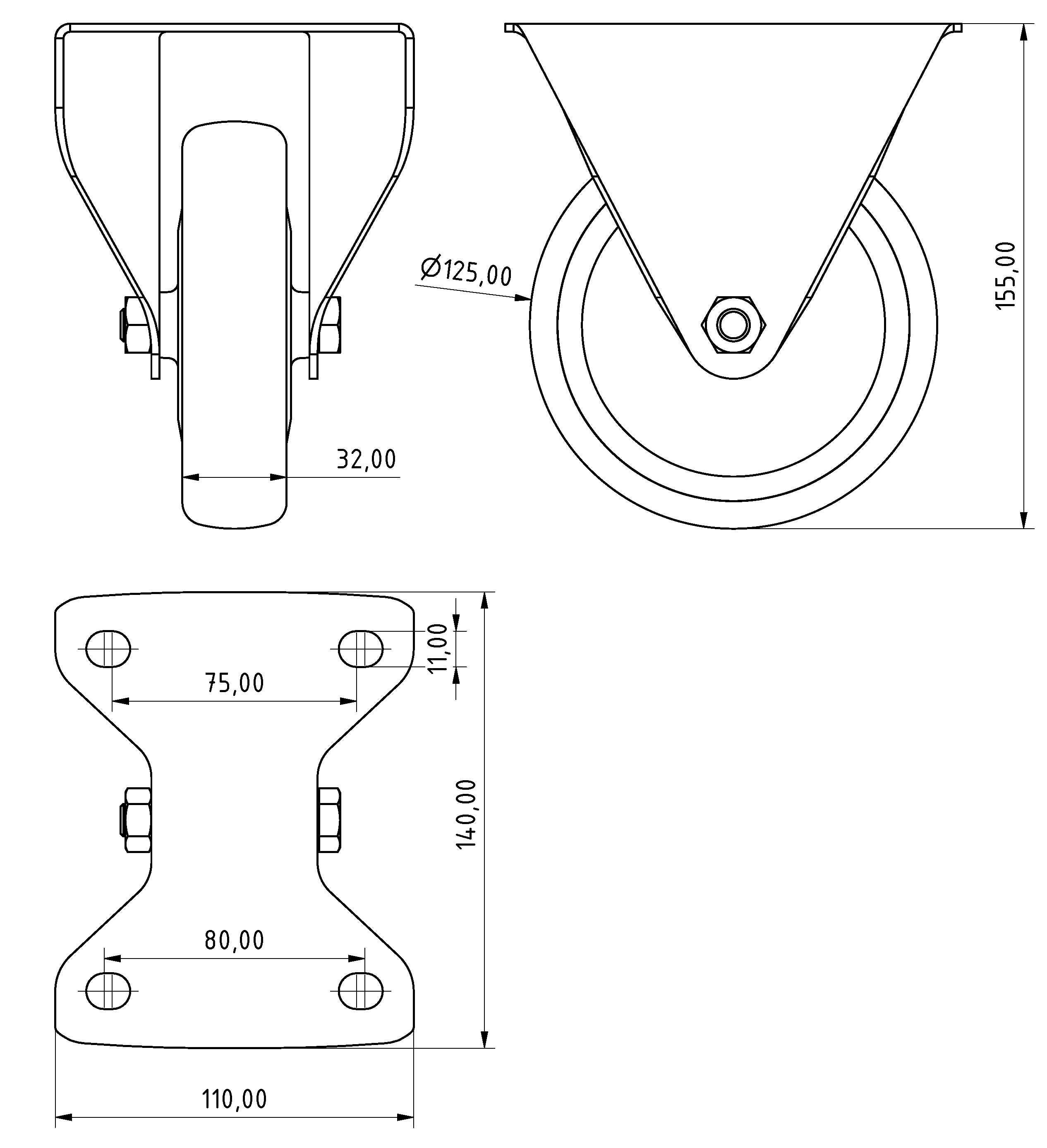 Bockrolle D125 140x110