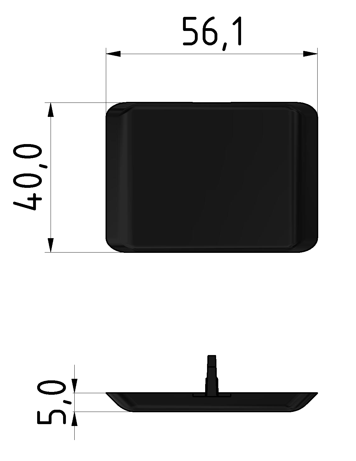 Automatik-Winkel-Abdeckkappe 8 40x40, schwarz
