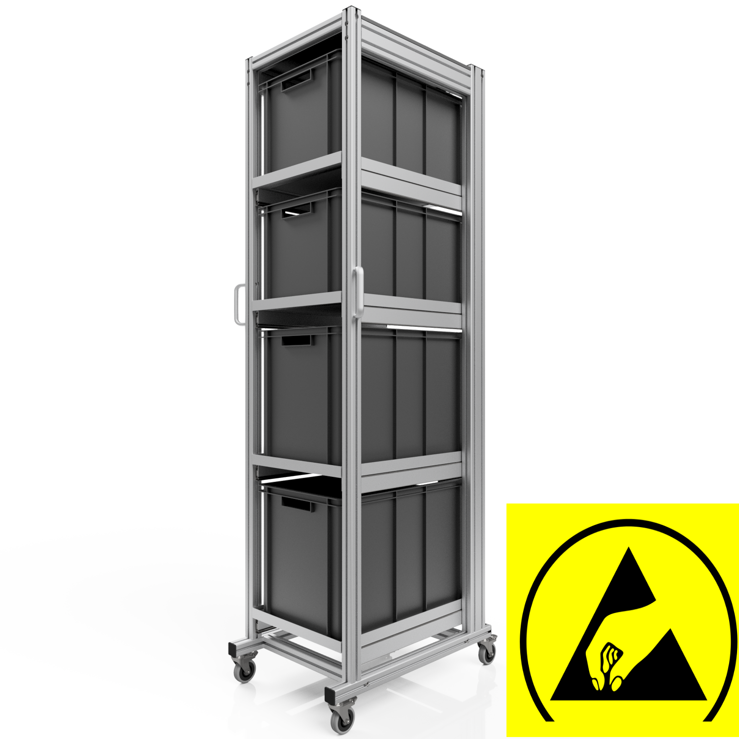 ESD Systemwagen mit  Eurobehälter 60x40 H 200 cm