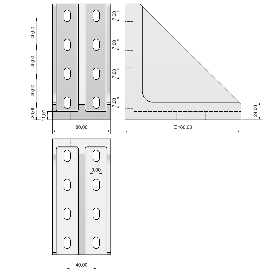 Winkel 8 160x160 Al M8, weißaluminium