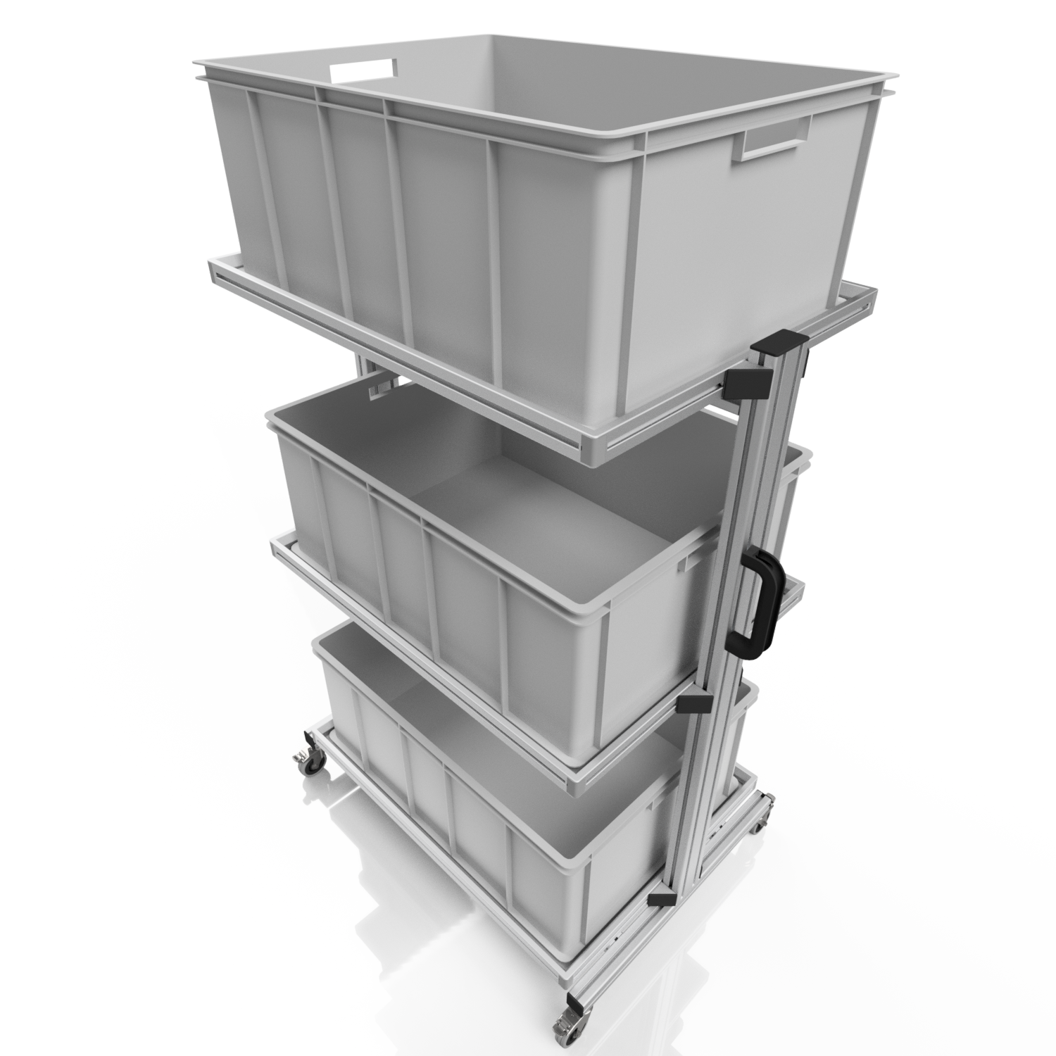 System trolley for Euro containers 80 x 60 H 134 cm without pull-out