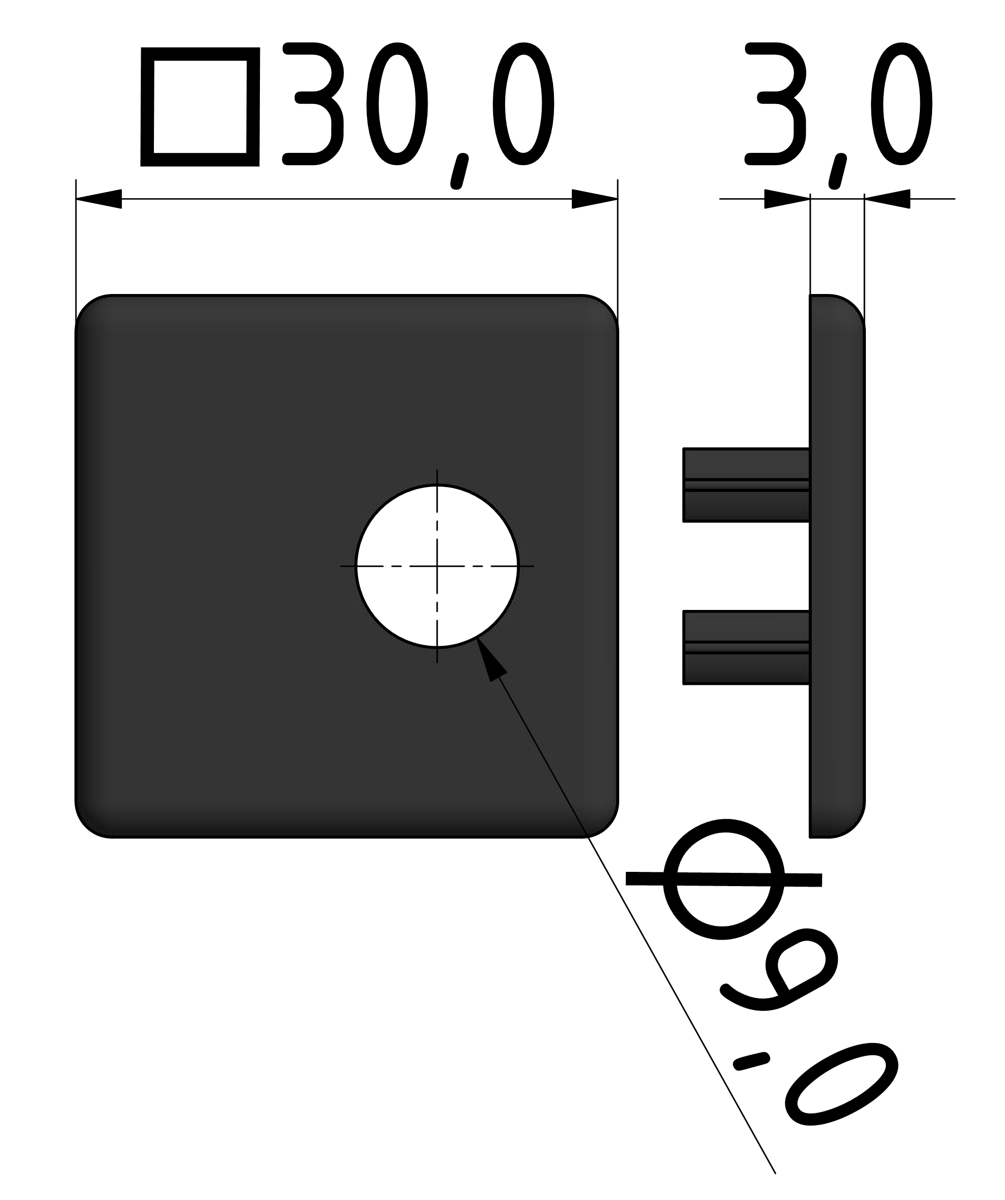 Abdeckkappe 30x30WG30, schwarz-8 Abdeckkappe 30x30WG30, schwarz-8