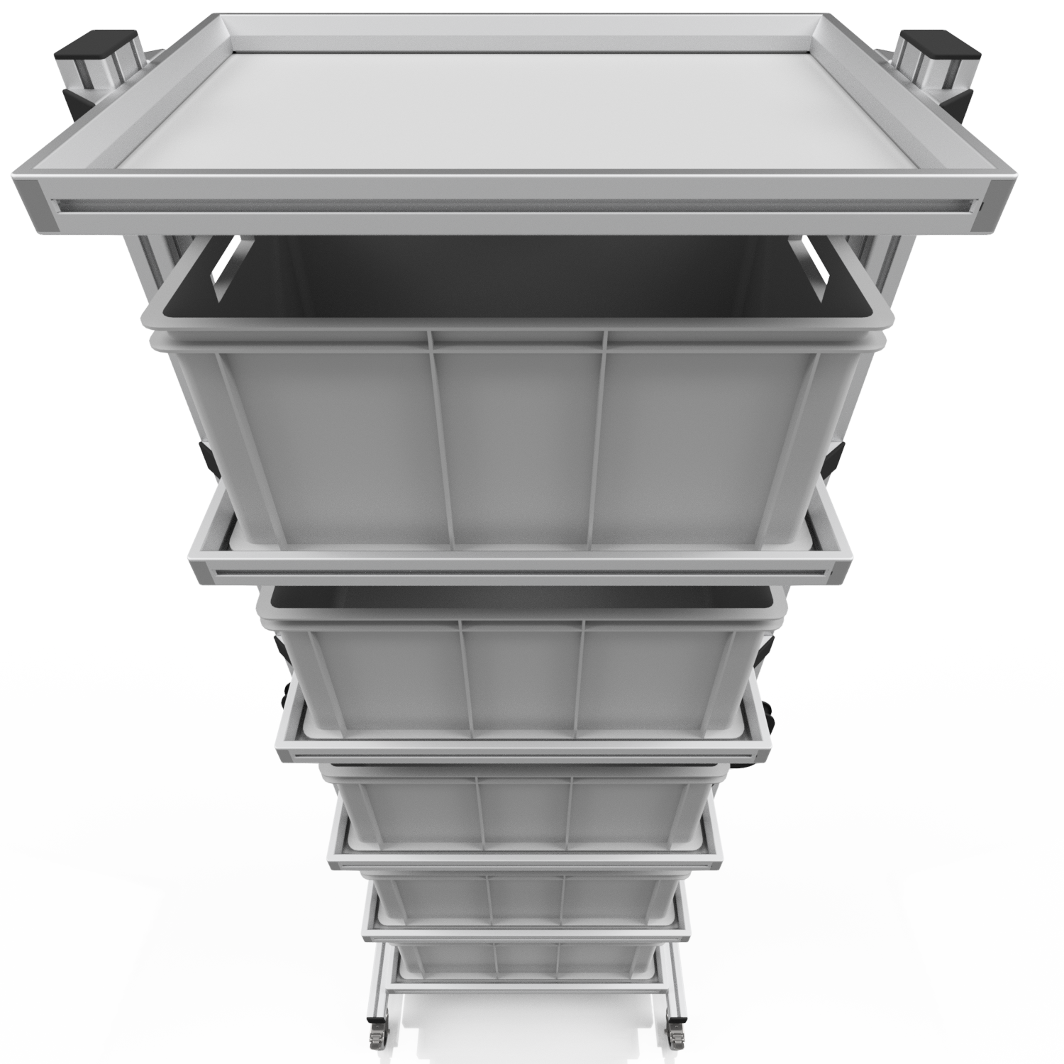 Systemwagen für Eurobehälter 60 x 40 H 200 cm ohne Auszug 