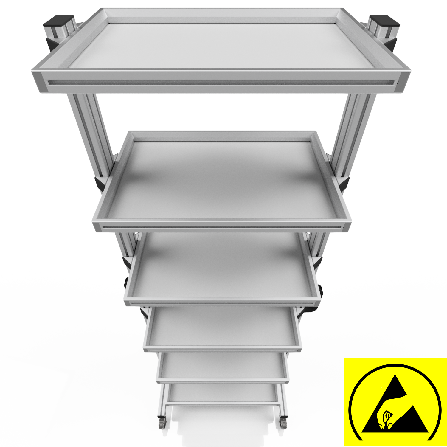 ESD Systemwagen für Eurobehälter 60 x 40 H 200 cm ohne Auszug