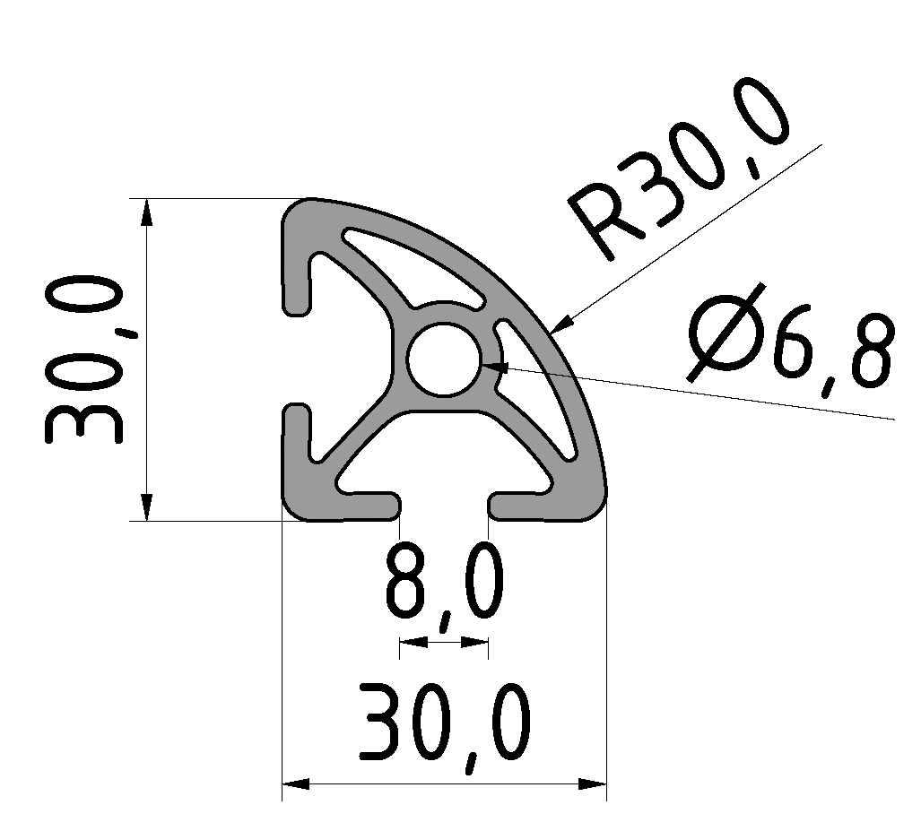 Profil 830 R30-90°, natur Profil 830 R30-90°, natur