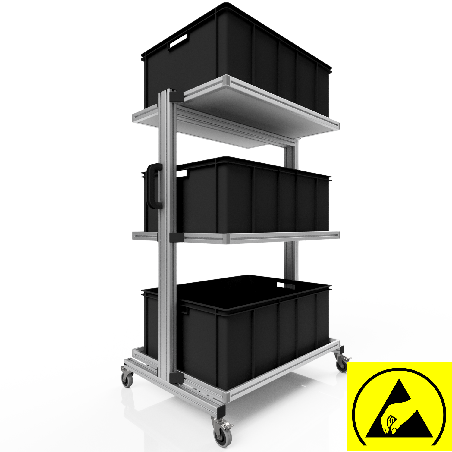 ESD system trolley for Euro containers 80 x 60 H 134 cm without pull-out