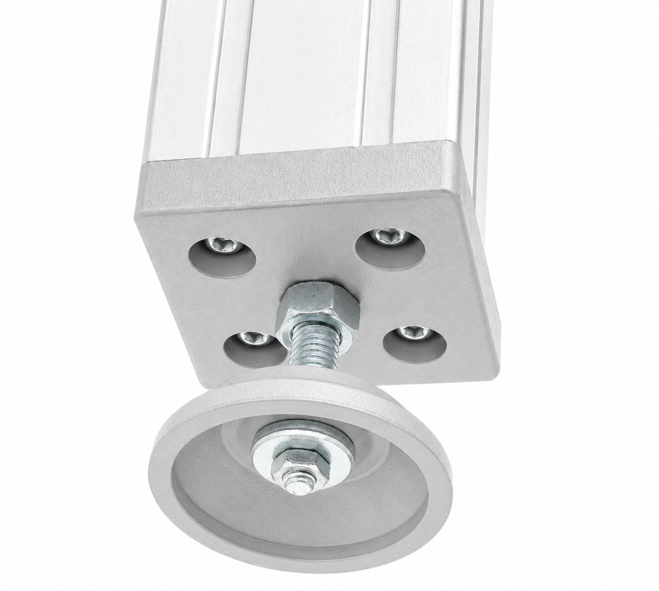 Noga słupowa D80, M12x100, białe aluminium
