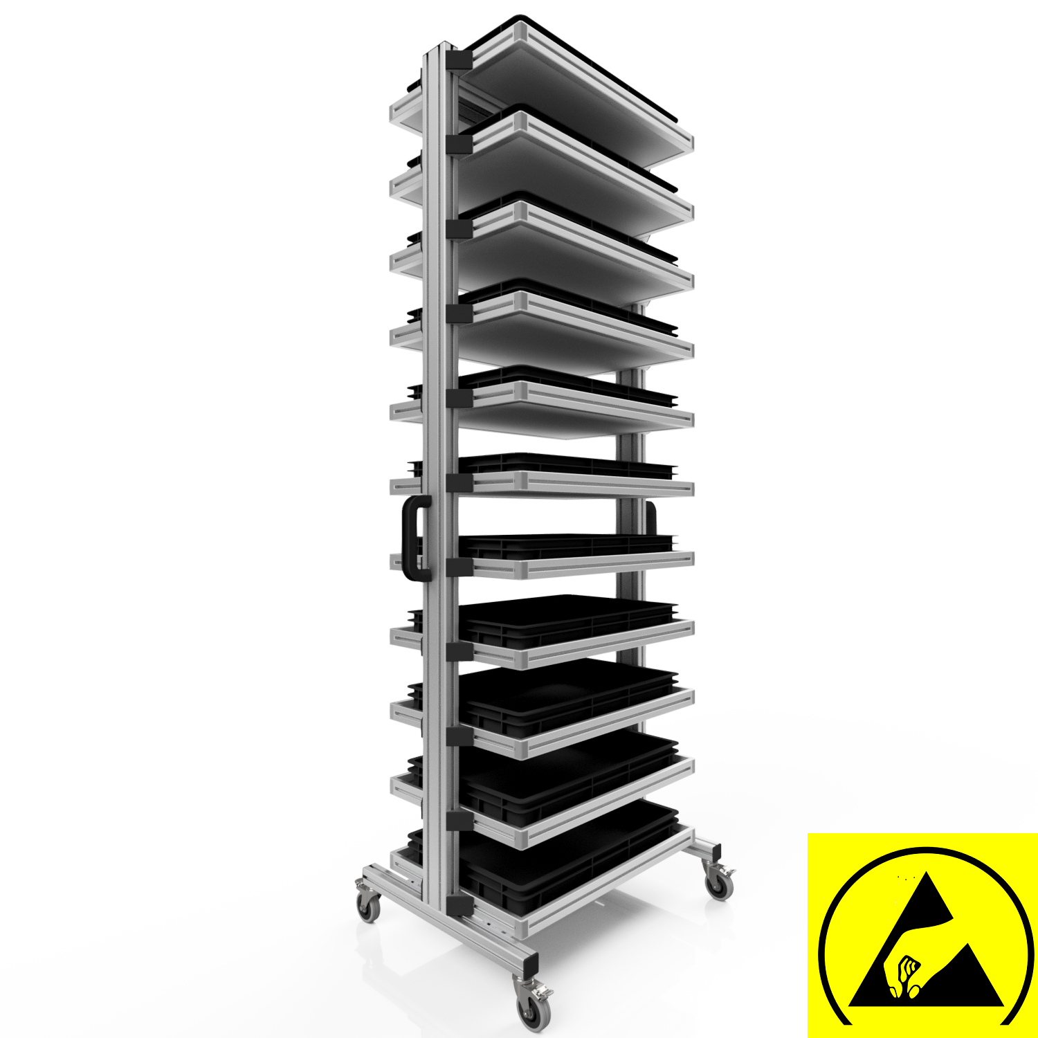 ESD Systemwagen für Eurobehälter 60 x 40 H 200 cm ohne Auszug