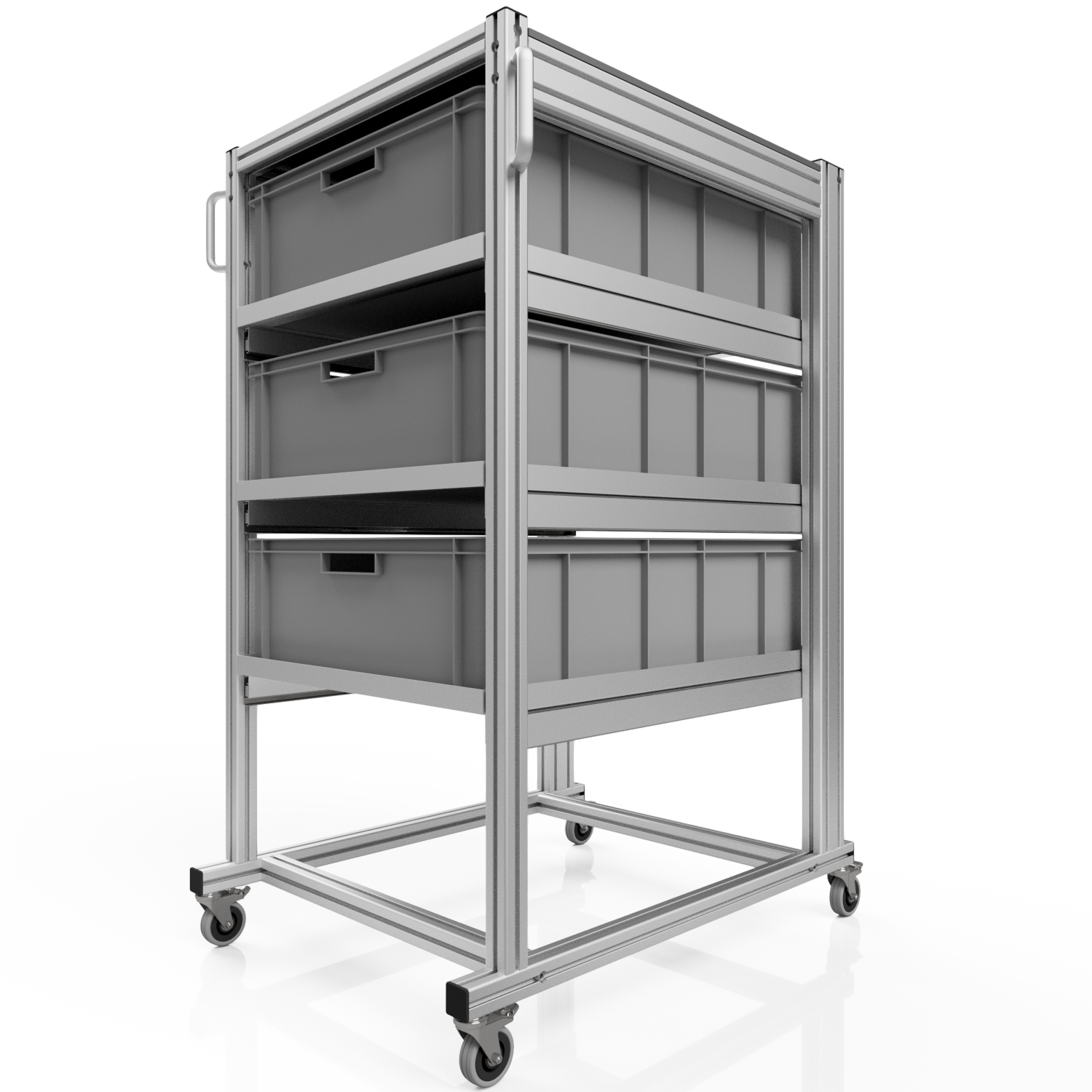 Systemwagen für Eurobehälter 80x60 H 134 cm 