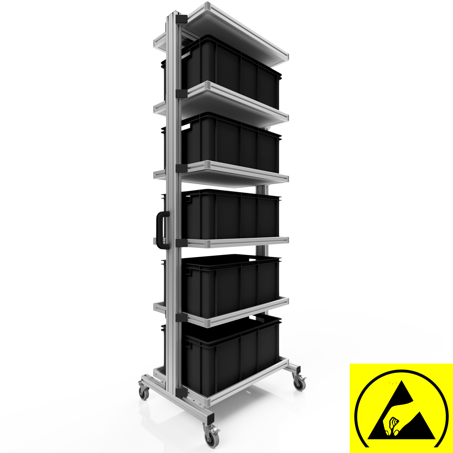 ESD system trolley for Euro containers 60 x 40 H 200 cm without pull-out