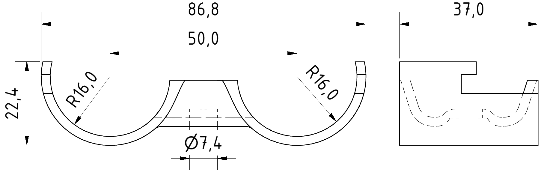 Drehquerverbinder beidseitig dreh schiebbar A, vernickelt
