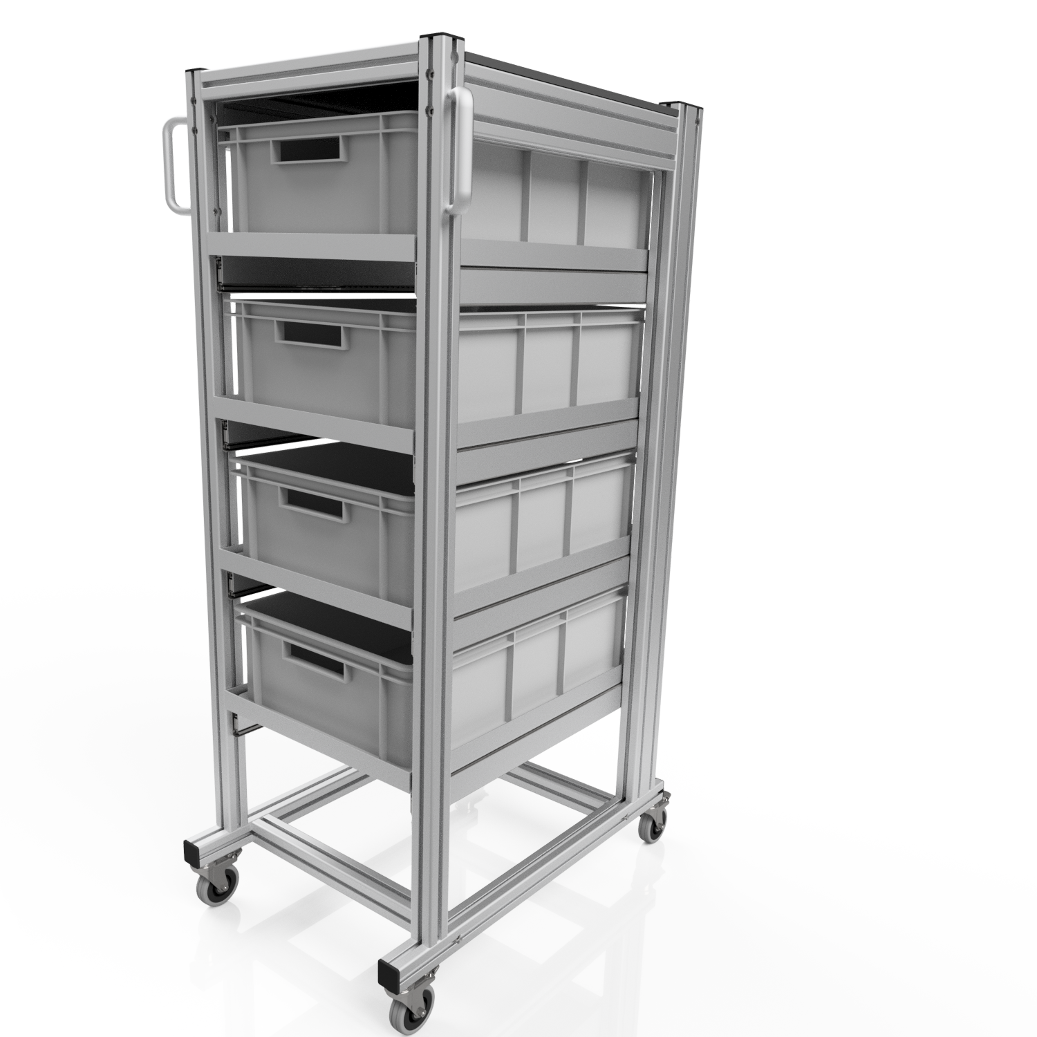 Systemwagen mit Eurobehälter 60x40 H 134 cm