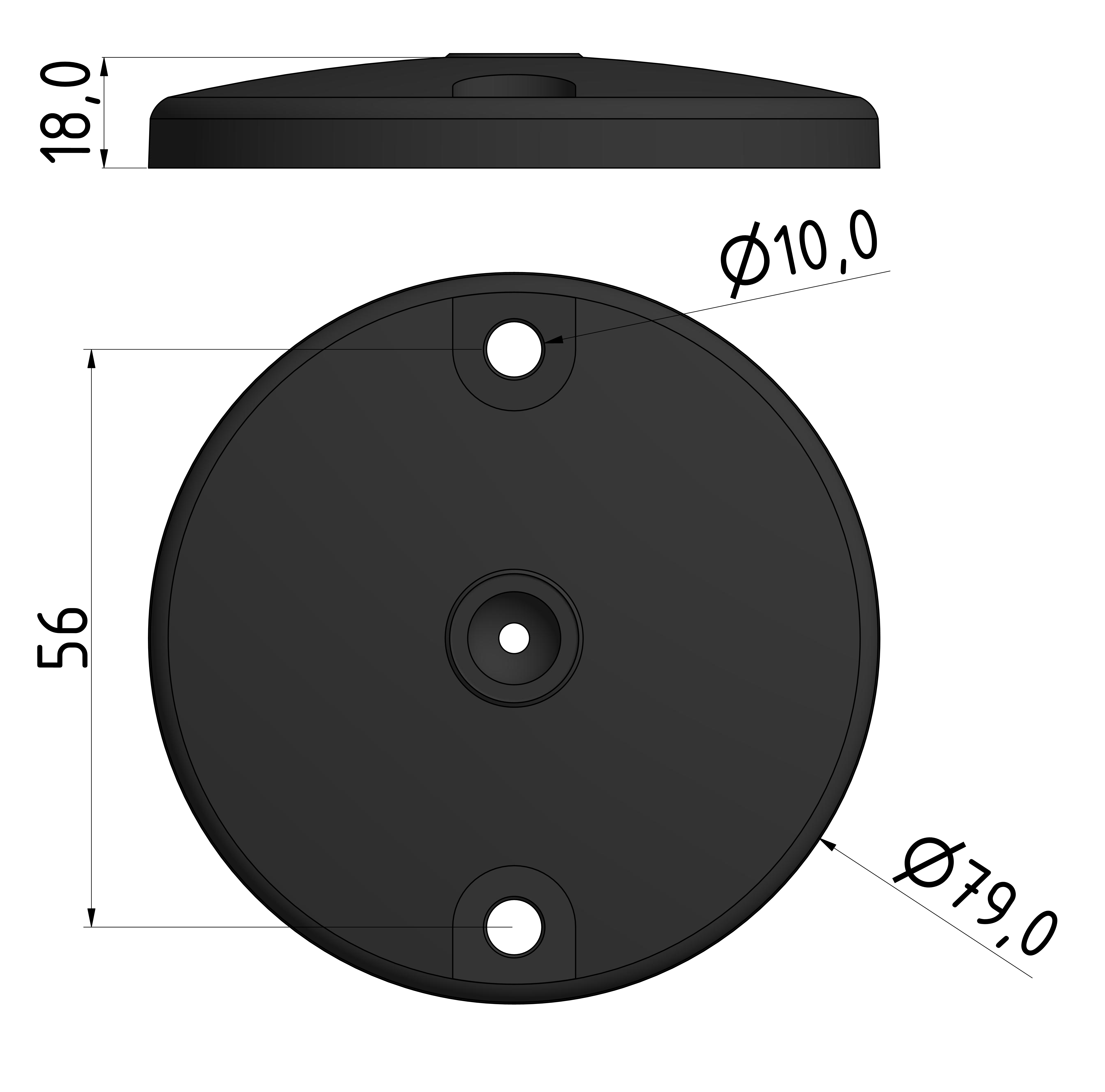 Teller A DÜ D80 ZN, schwarz