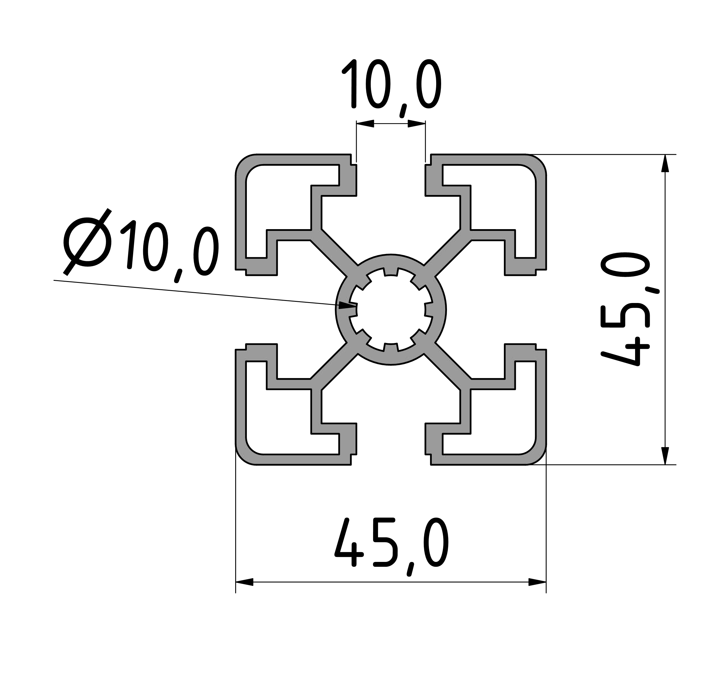 Strebenprofil 45x45L Strebenprofil 45x45L