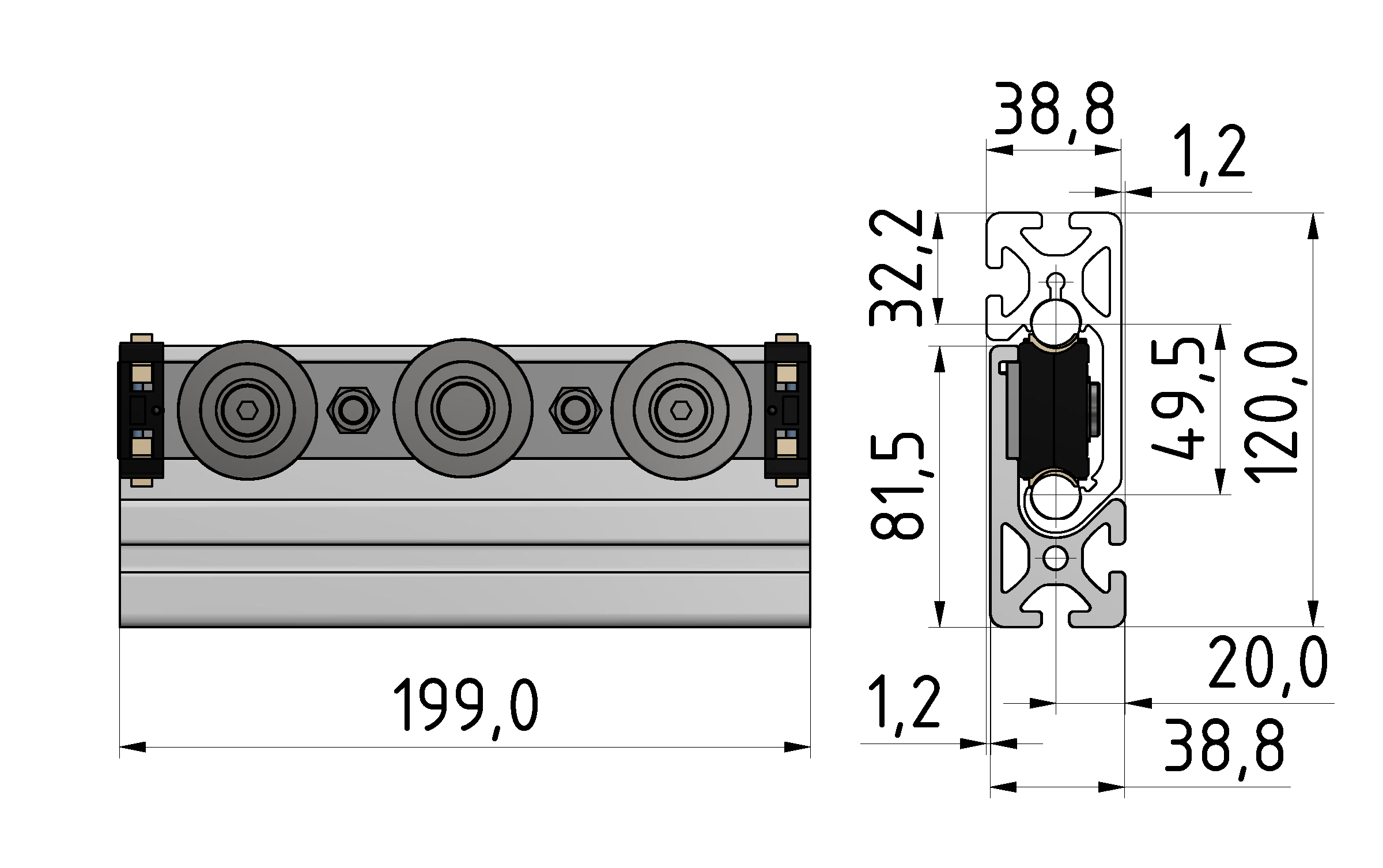 C-Schiene, Lagereinheit 8 D14 3R