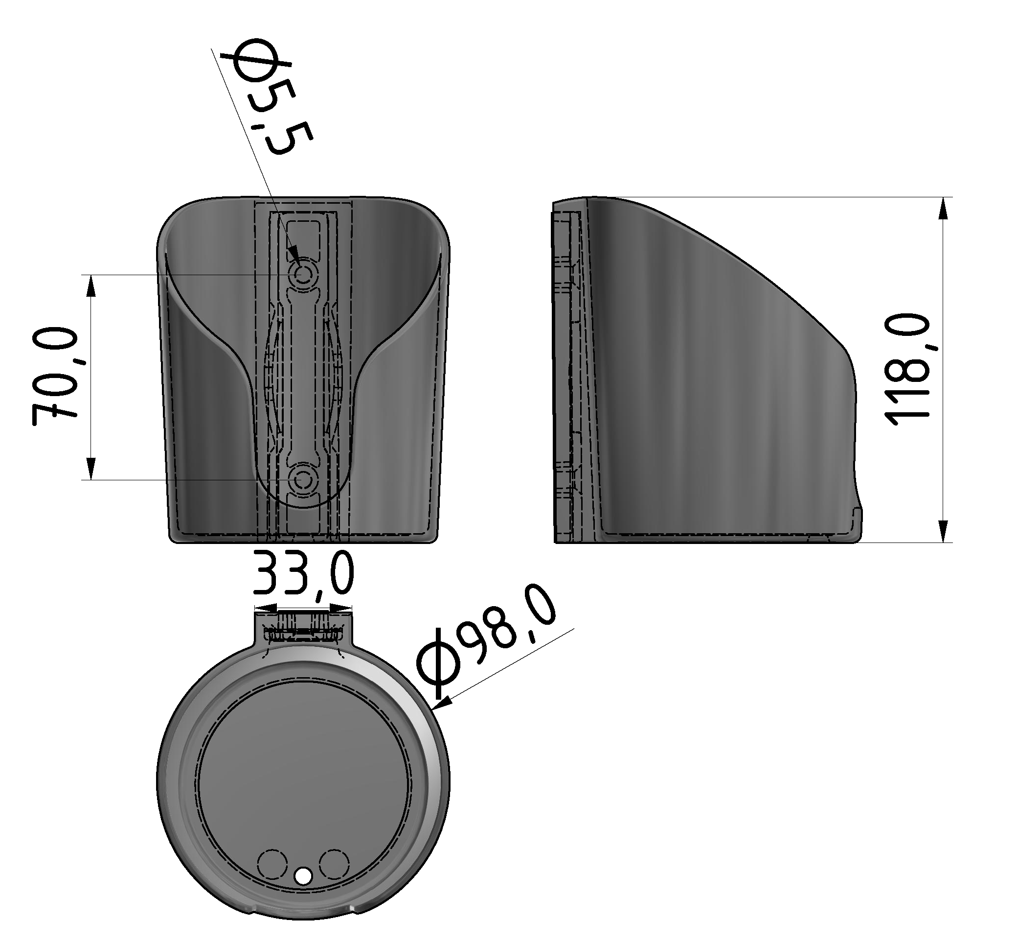 Cup Holder colsed, black-8 Cup Holder colsed, black-8