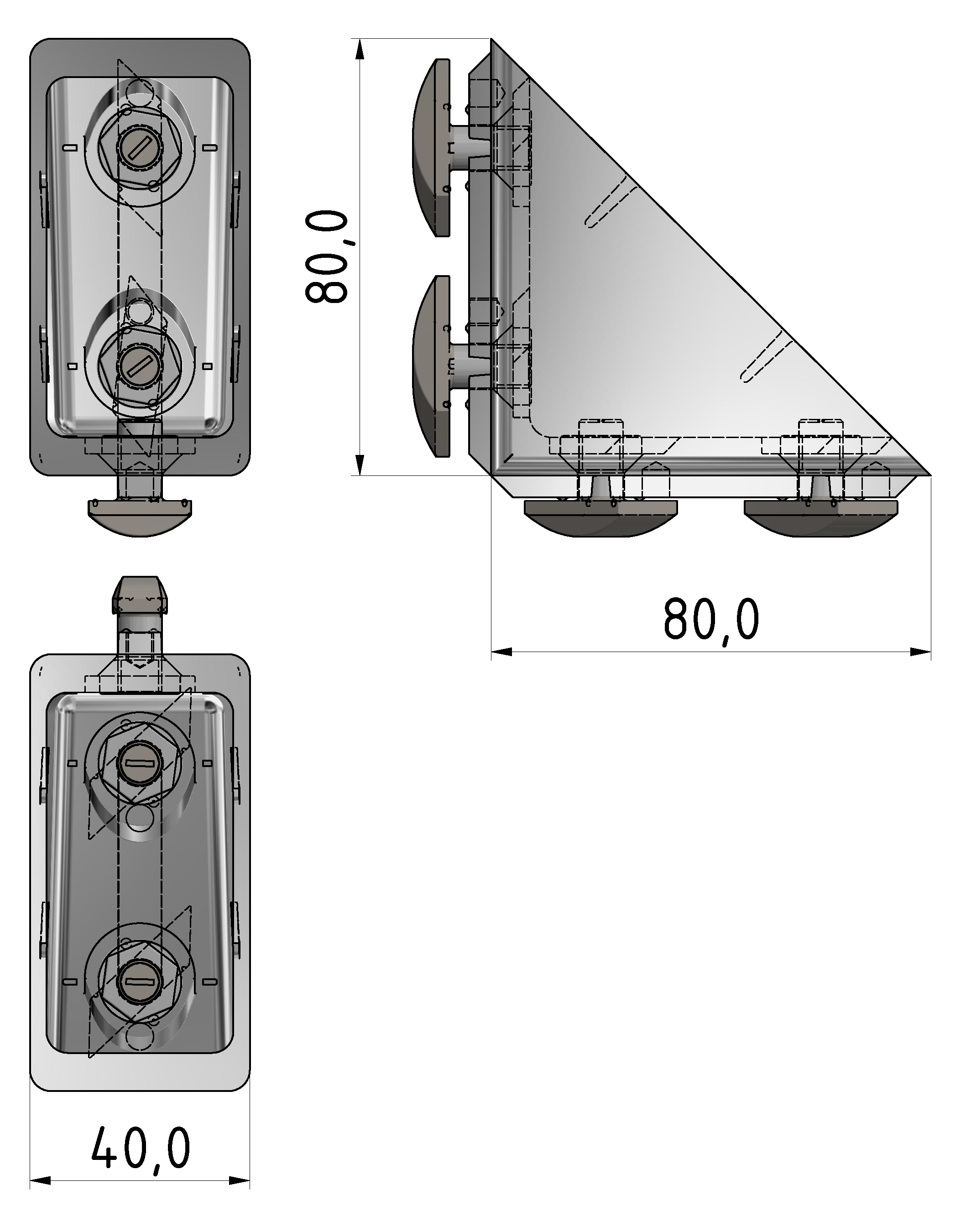 Automatik-Winkelsatz 8 80x80 Al