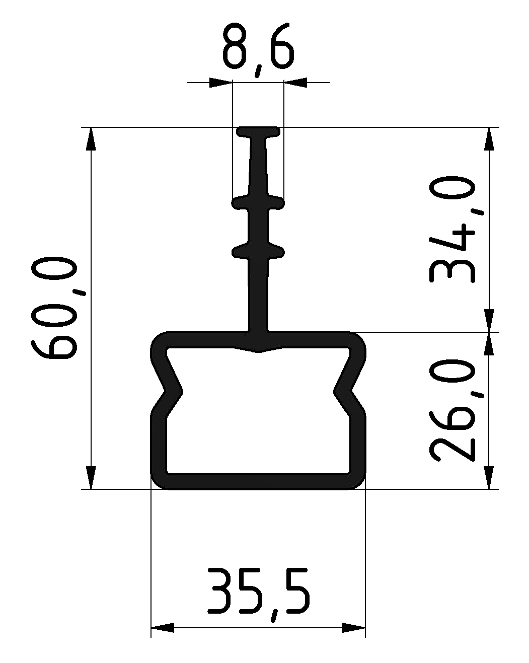 Rollenbahn St Führungsschiene Z ESD, schwarz